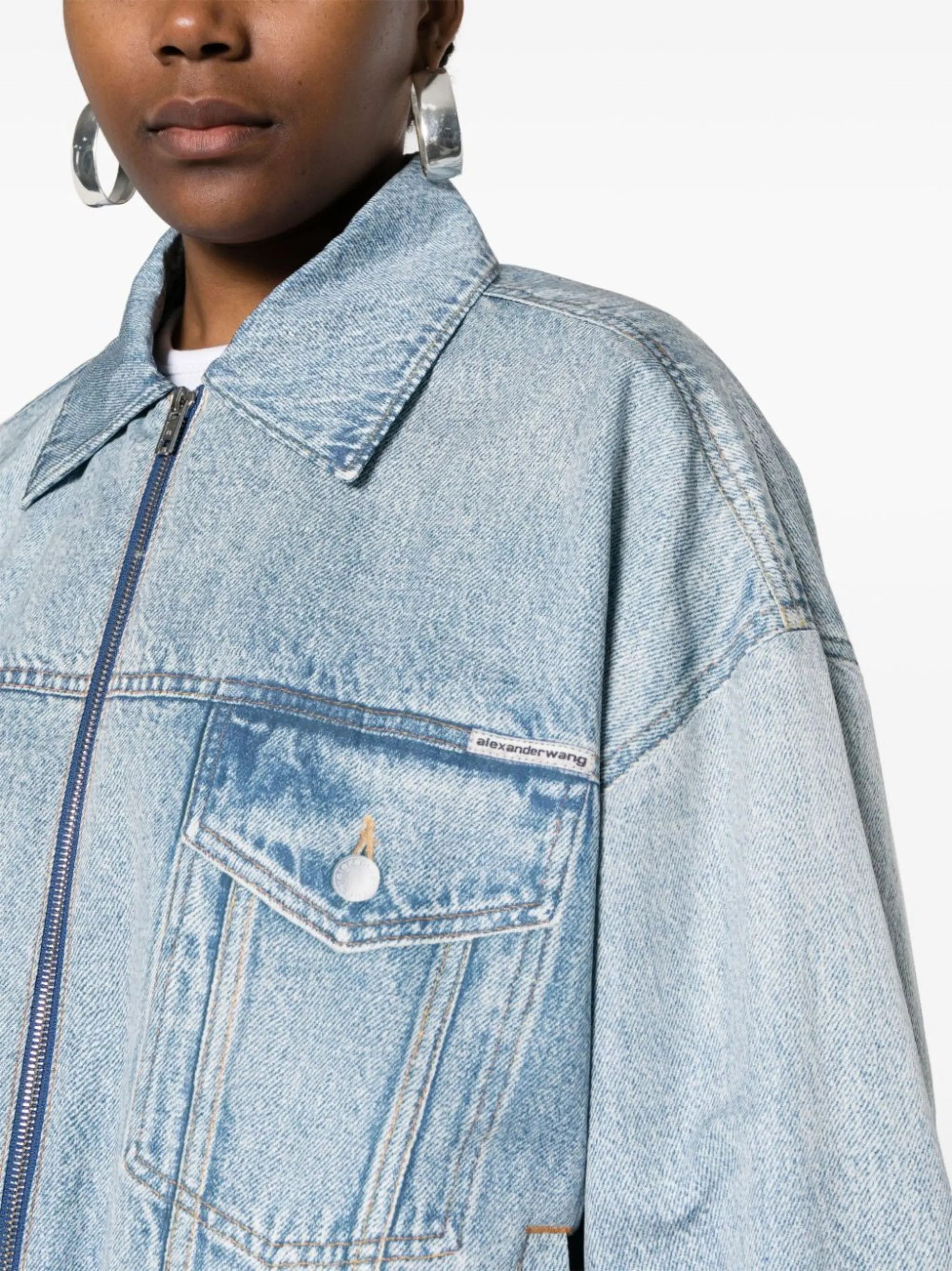 o1s22i1n0225 Oversized Trompe Denim Jacket in Light Blue