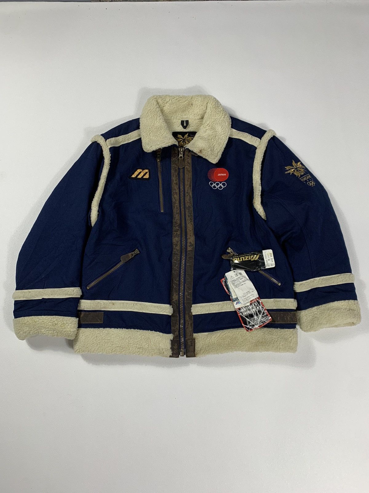 image of Mizuno x USA Olympics 1998 Nagano Olympics Japan National Team Official Boa Jacket in Navy (Size Sm