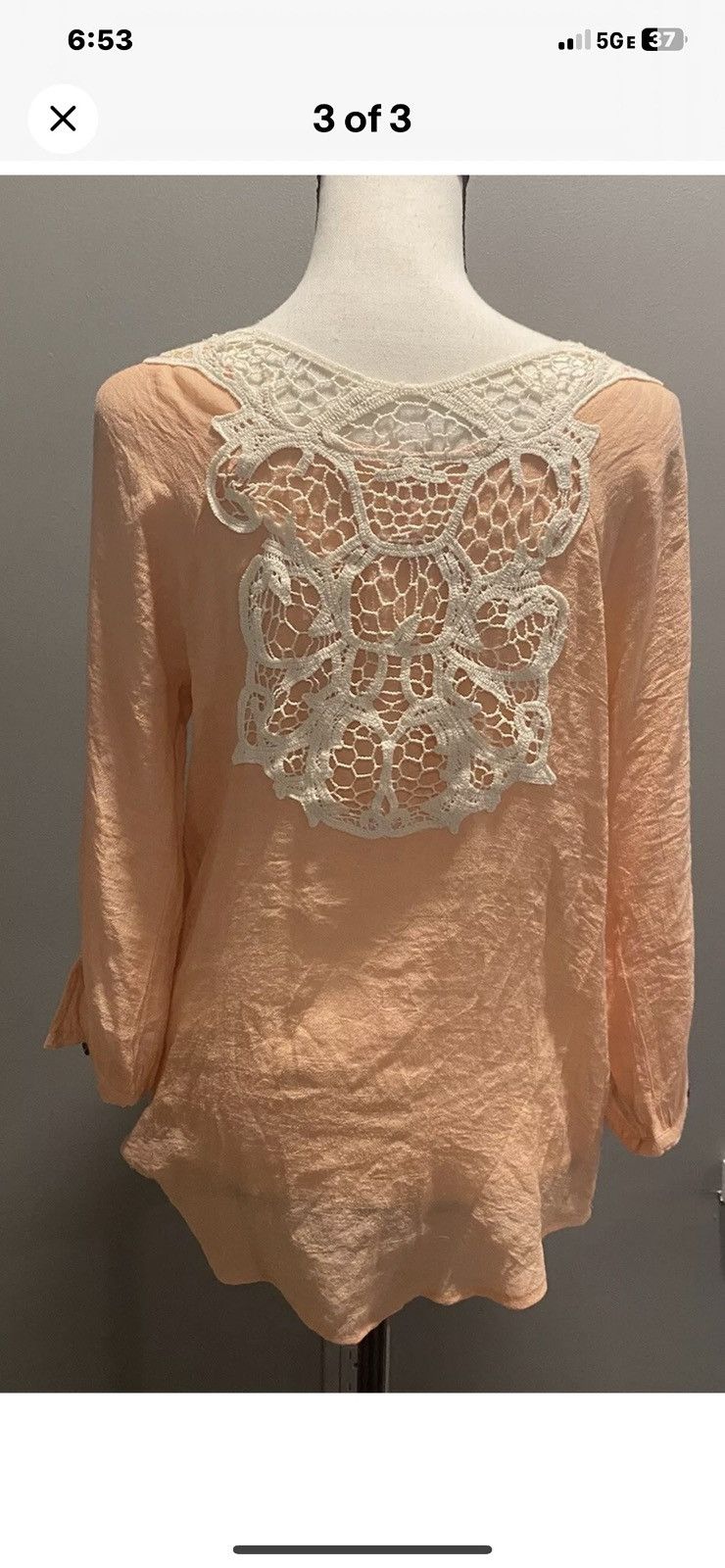 Other Trendy Orange 3/4 Sleeve Top Size M / US 6-8 / IT 42-44 - 3 Thumbnail