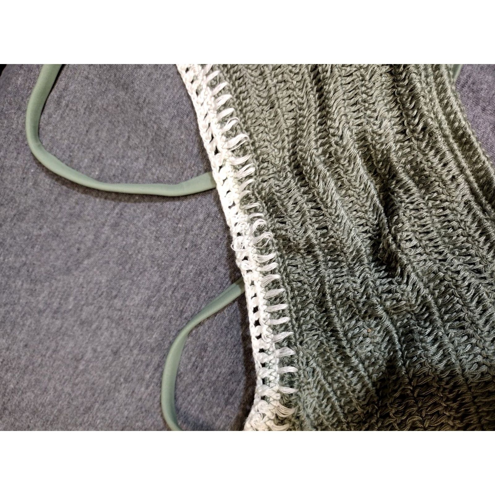Vintage Xhilaration Bralette Bikini Top XS? XL? Sage Green Crochet Solid One Size Top Women XL Beach Size XL / US 12-14 / IT 48-50 - 6 Thumbnail