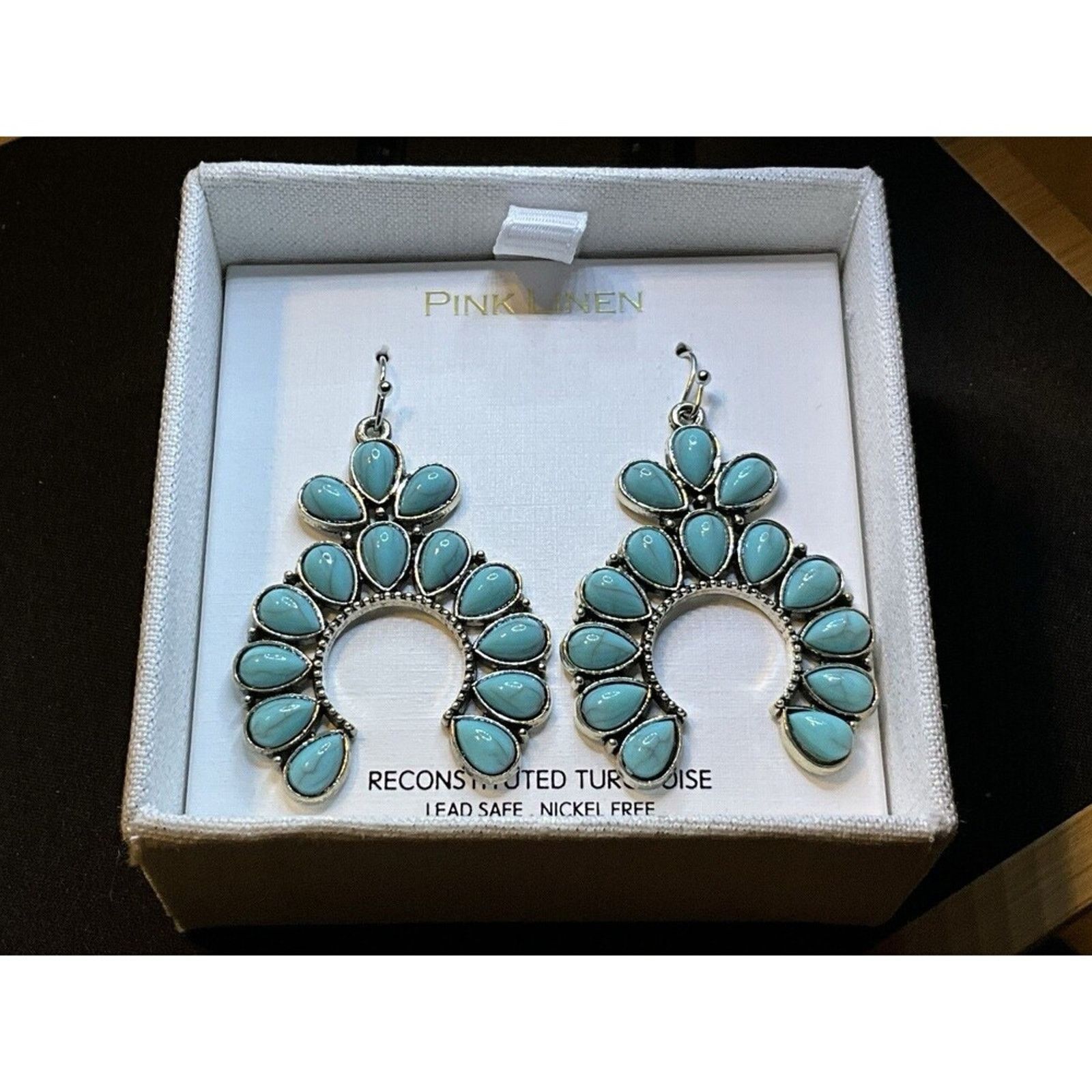 Other Pink Linen Reconstituted Turquoise Squash Blossom Earrings Size ONE SIZE - 5 Thumbnail