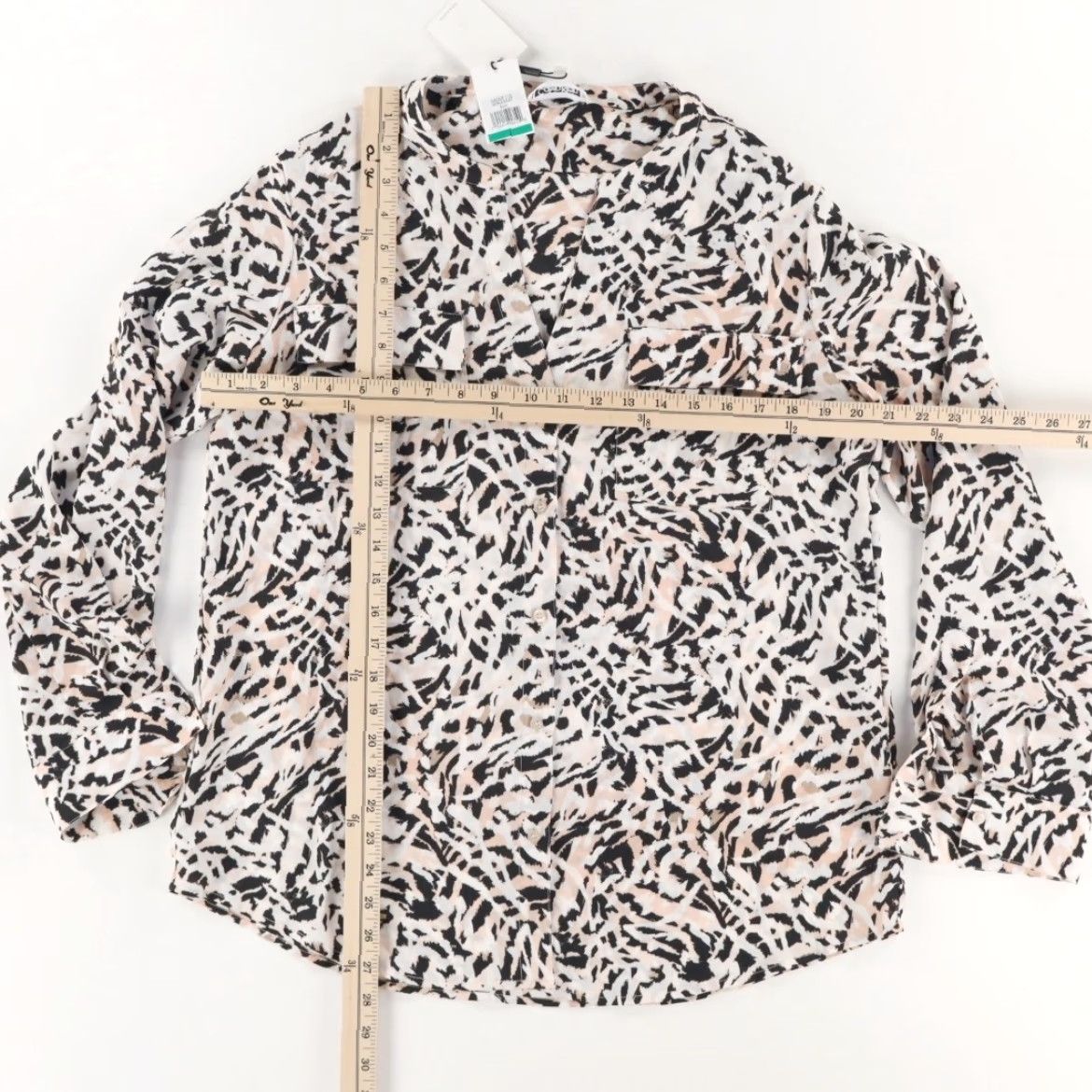 Calvin Klein Calvin Klein Shirt Womens L Tunic Aminal Print Long Sleeve Button Up Shirt - Multi-Colored, Crew Neck, Regular Fit, Polyester, Adult Women Size L / US 10 / IT 46 - 3 Thumbnail