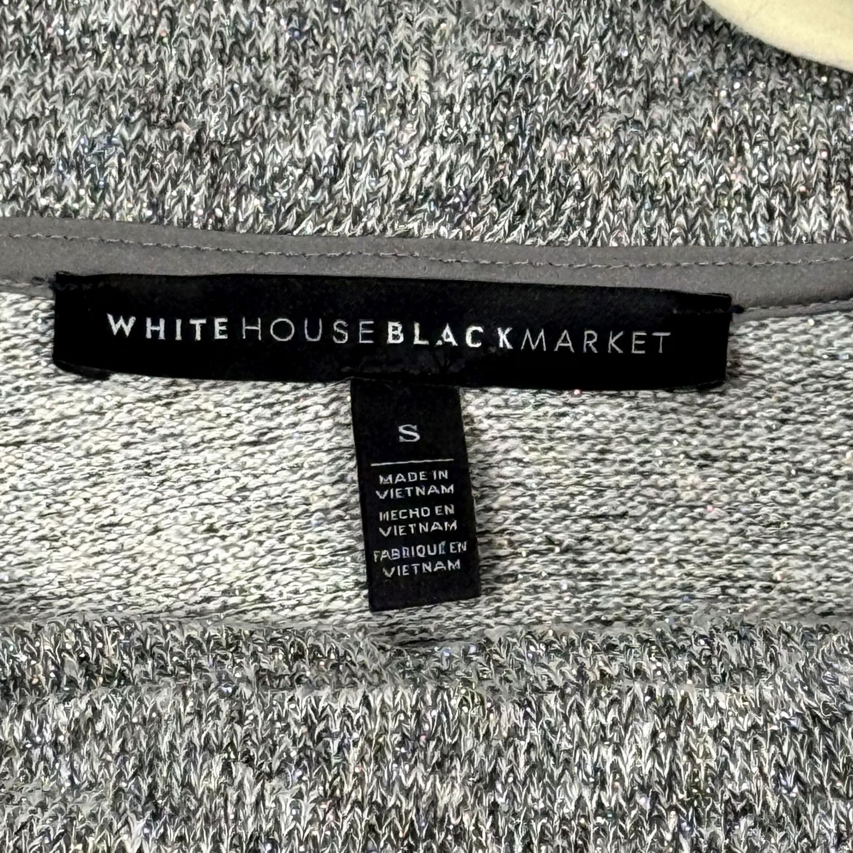 White House Black Market White House Black Market Sweater Small Gray Silver Metallic Cowl Neck Knit Cropped Sparkle Festive Size S / US 4 / IT 40 - 7 Thumbnail