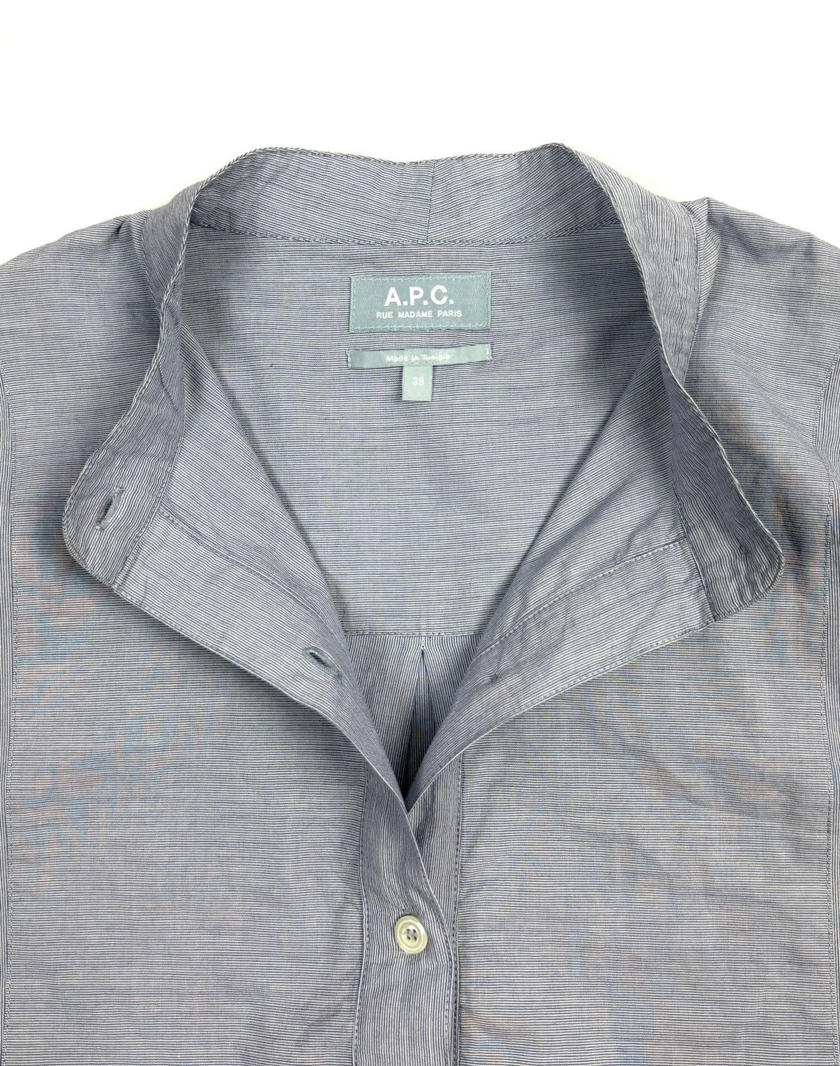 A.P.C. A.P.C. Light Blue Striped Cotton Button Up Shirt Blouse Size M / US 6-8 / IT 42-44 - 15 Thumbnail