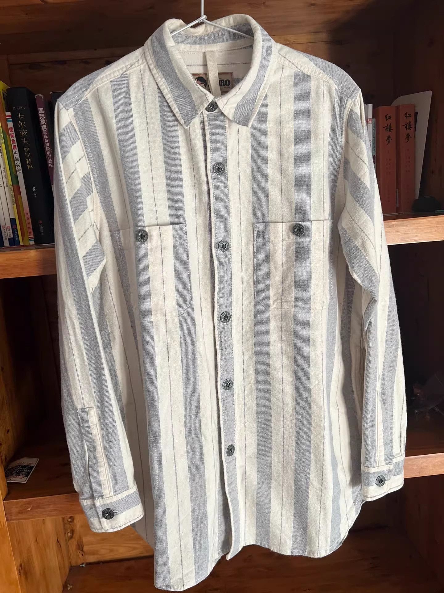 Nigel Cabourn Nigel Cabourn Blue White Stripe Work Shirt Size US S / EU 44-46 / 1 - 2 Thumbnail