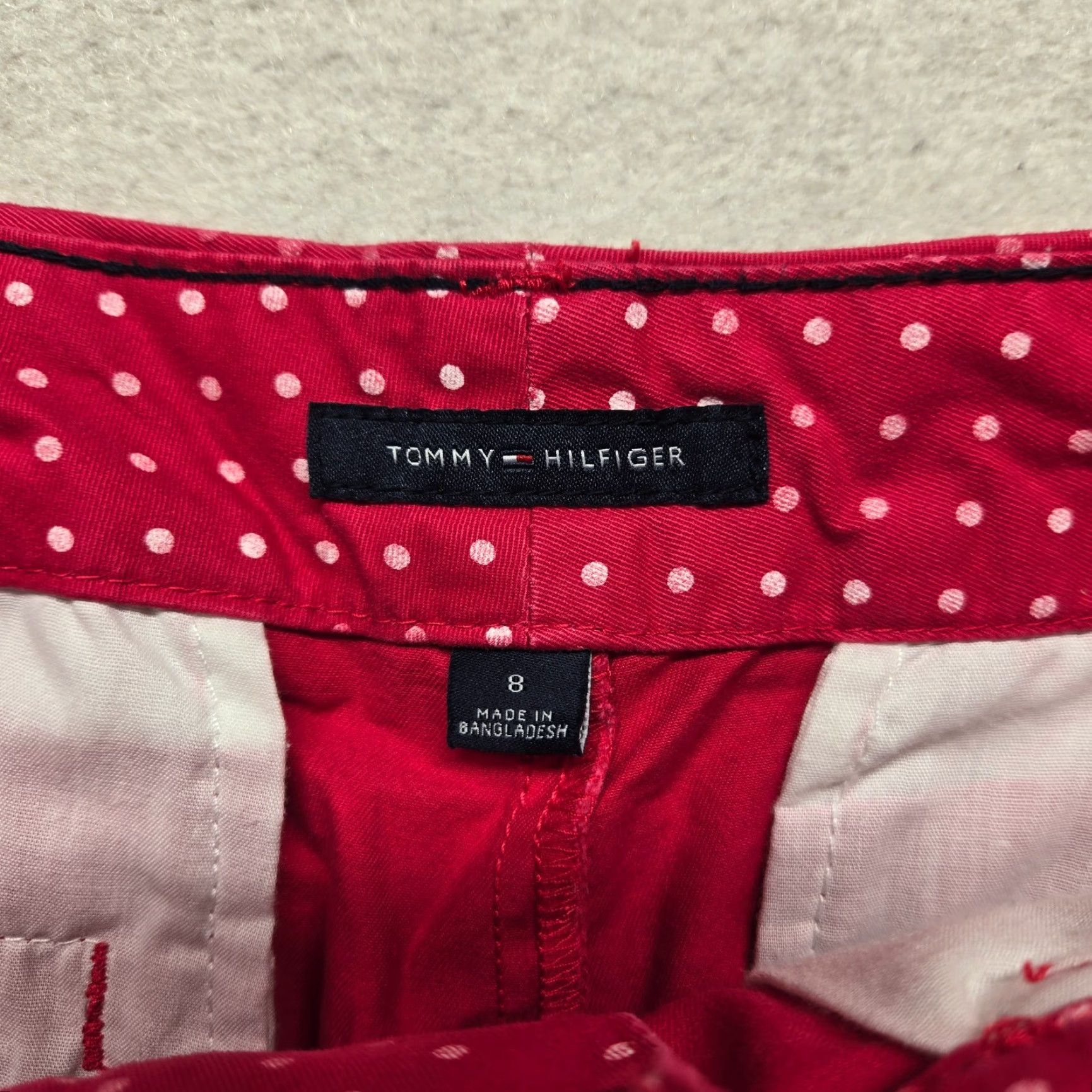 Tommy Hilfiger Tommy Hilfiger Red Poka Dot Shorts Adult Women's Size 8 - Red Solid Pockets Cotton Casual Summer 8 Womens Size 30" / US 8 / IT 44 - 2 Thumbnail