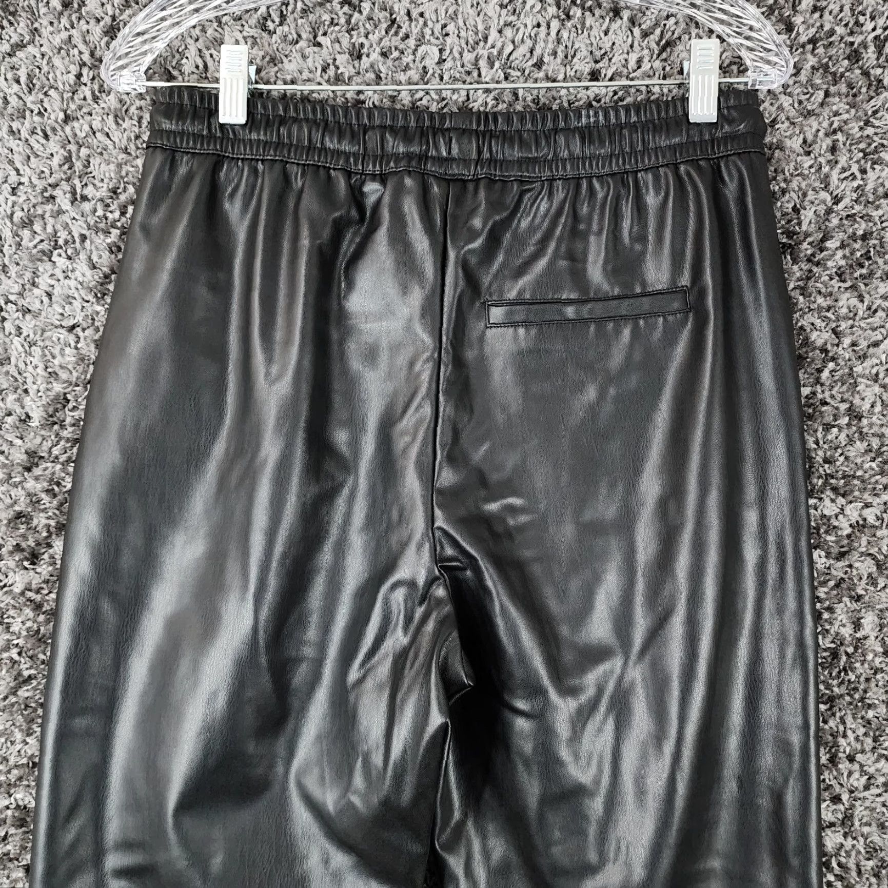 Zara Zara Jogger Pants Women's Black Polyurethane Elastic Waist Ankles Size S Size 28" / US 6 / IT 42 - 7 Thumbnail