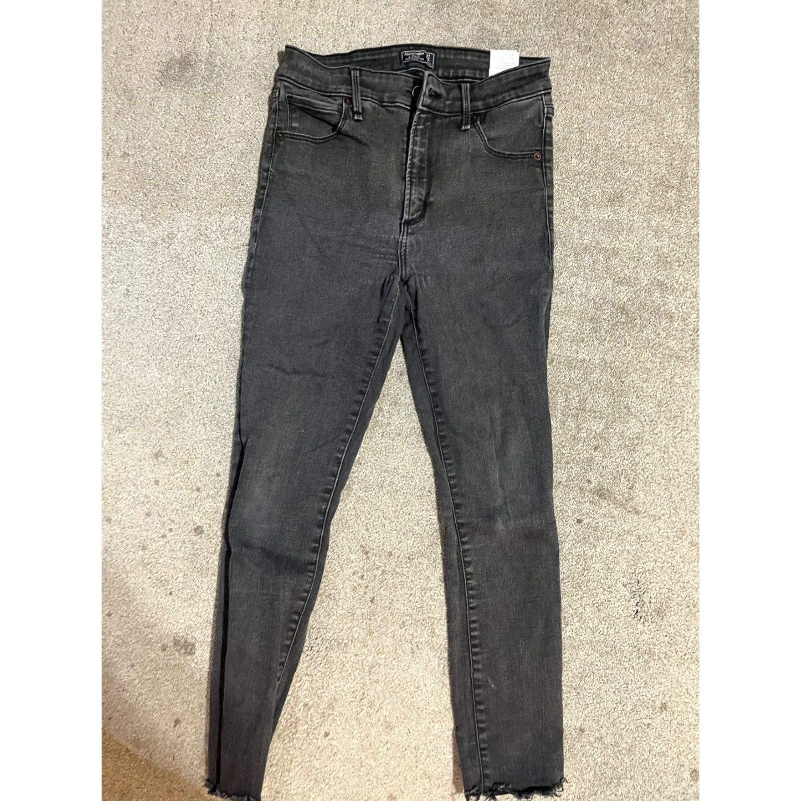 Abercrombie & Fitch Abercrombie & Fitch Jeans Womens 27/4 Distres Simone High Rise Super Skinny Black Denim 5-Pocket Zipper Button Size 27" / US 4 / IT 40 - 2 Thumbnail