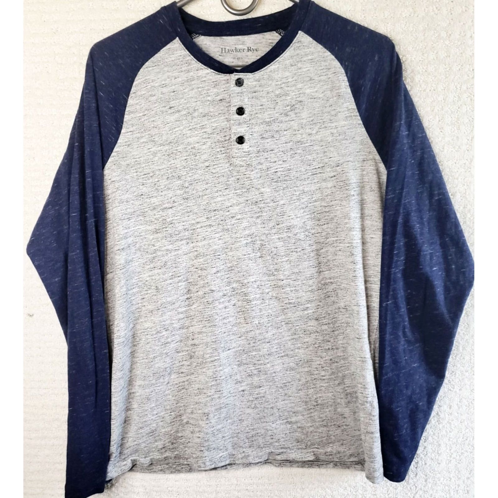 Vintage VINTAGE Hawker Rye Shirt Henley Baseball Style Long Sleeve 3/4 Sleeve Mens XLT Gray Blue NWOT Size US XL / EU 56 / 4 - 2 Thumbnail
