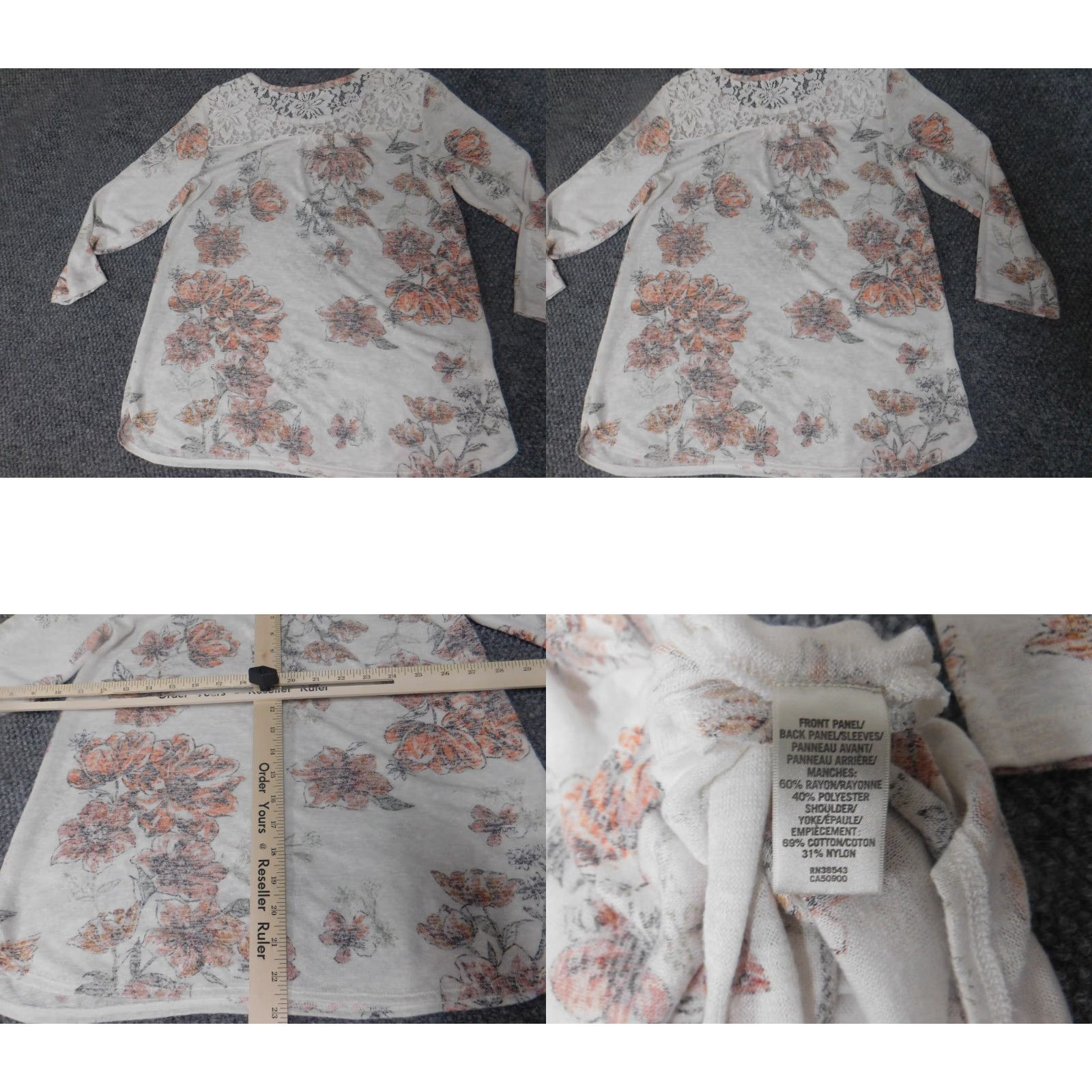 Van Heusen Van Huesen Womens Blouse Small White Floral pullover Size S / US 4 / IT 40 - 8 Thumbnail