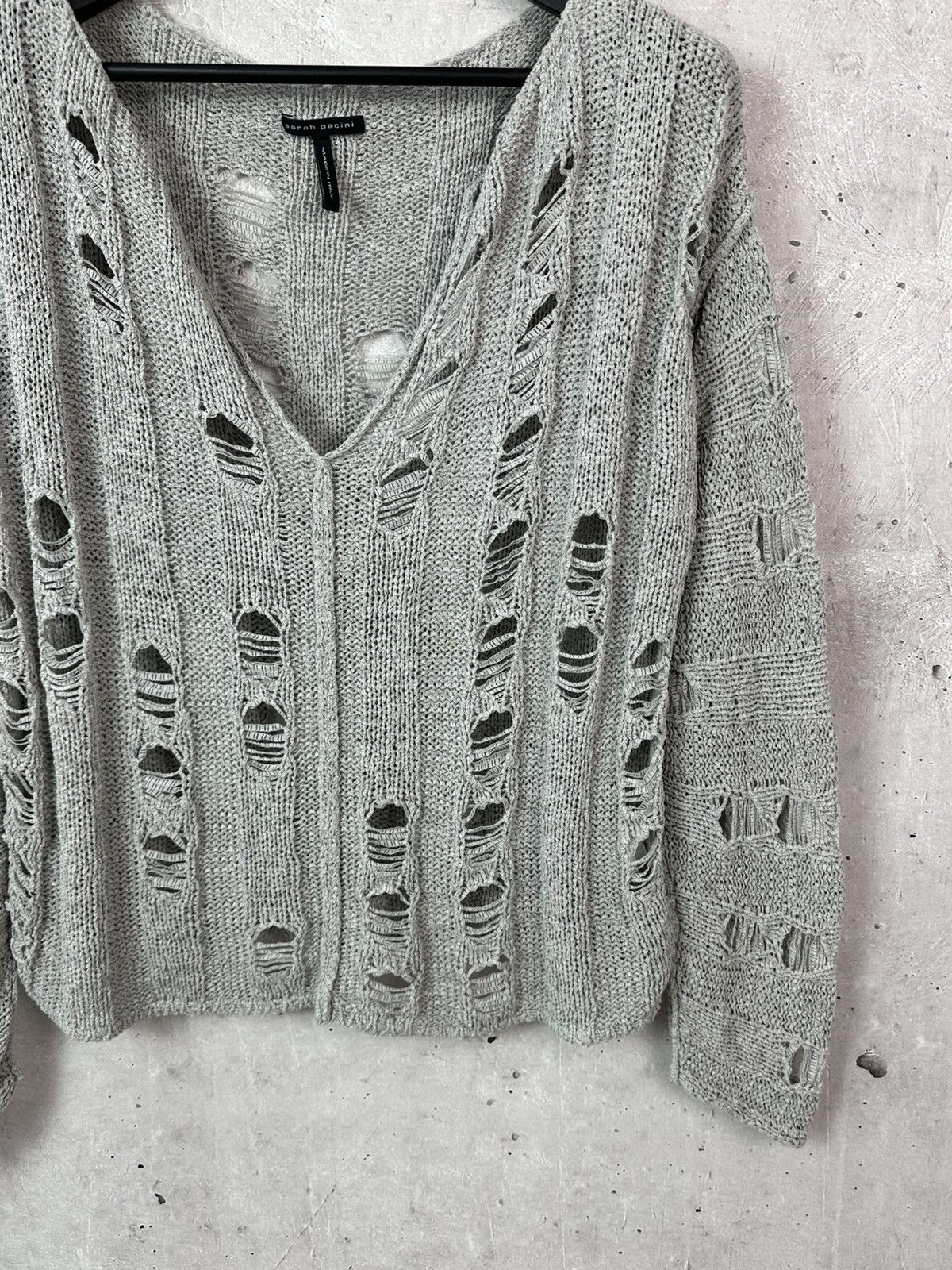 Sarah Pacini Sarah Pacini Made in Italy Knit Distressed Oversized Sweater Size M / US 6-8 / IT 42-44 - 4 Thumbnail