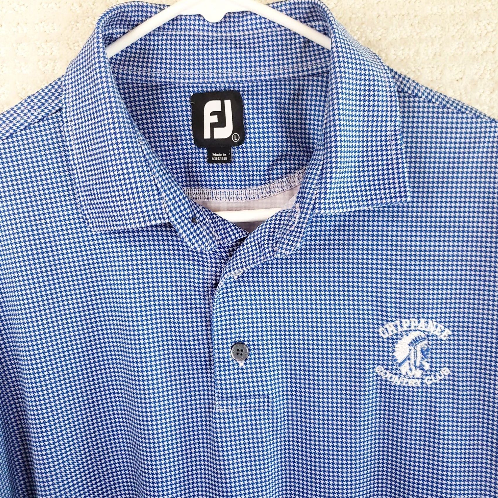 Footjoy FootJoy Polo Shirt L Blue Herringbone Chippanee Country Club Golf Short Sleeve Pullover 3 Button Mens Regular Size Size US L / EU 52-54 / 3 - 3 Thumbnail