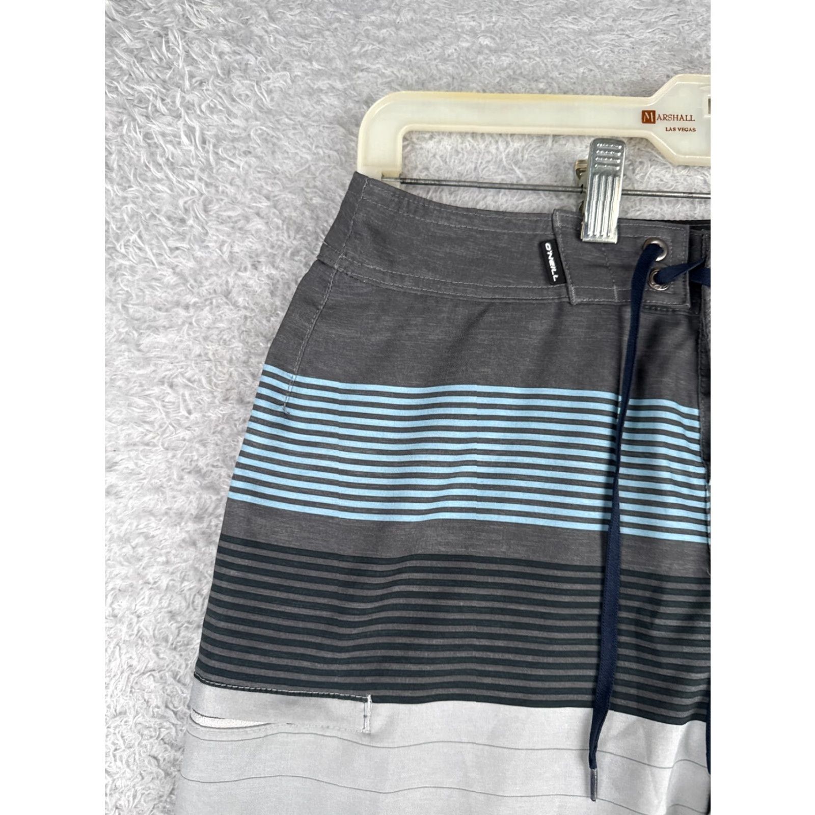 O'Neill O'Neill Swim Trunks Mens 28 Gray Blue Stripe Polyester Board Shorts Hyperfreak 28x11 Size US 28 / EU 44 - 4 Thumbnail