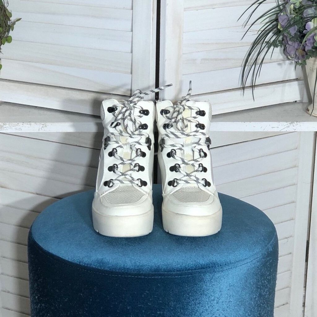 Madden NYC Madden Girl Boots Leather Ankle Lace-up Closure Cream W 7.5 Size US 7.5 / IT 37.5 - 4 Thumbnail