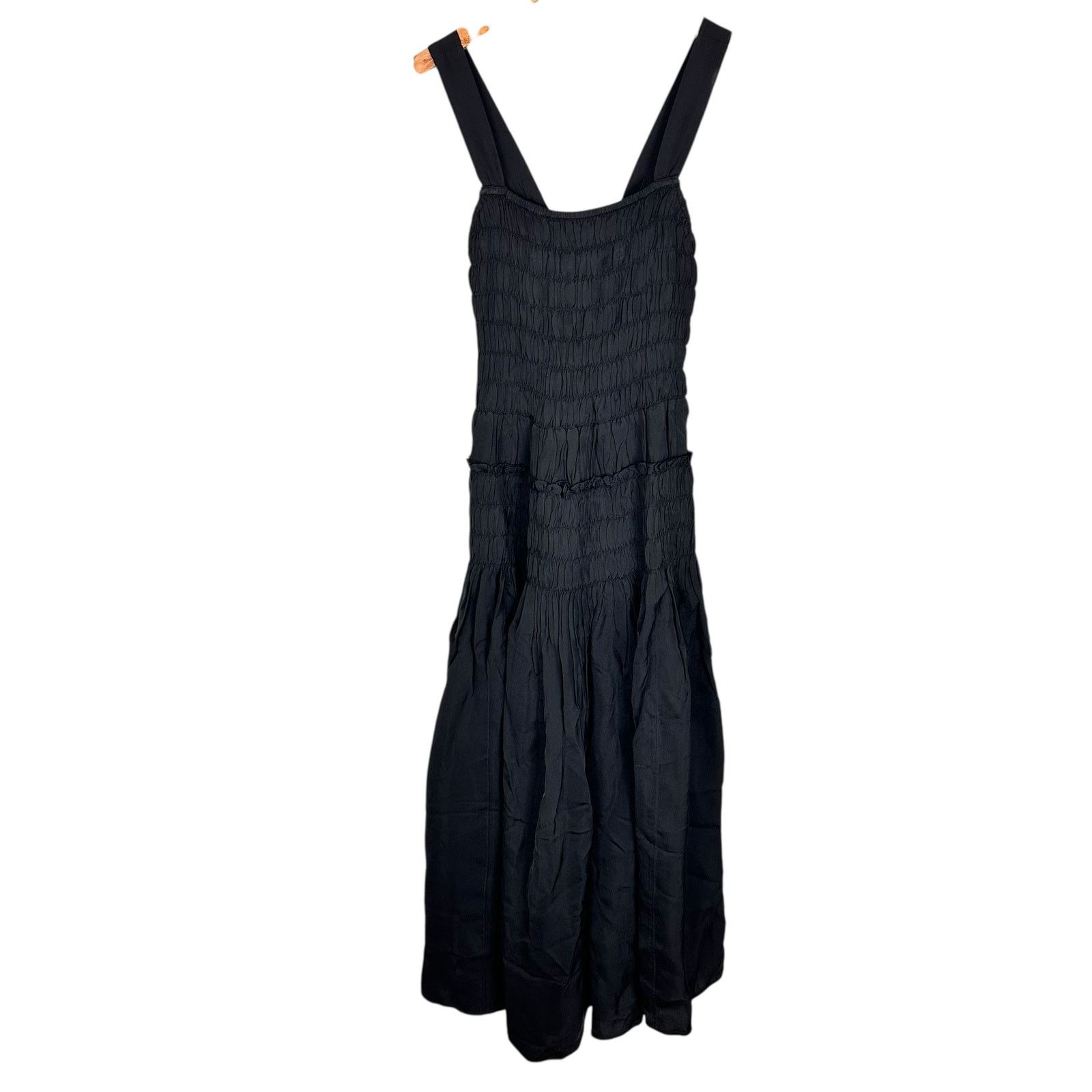 J.Crew J CREW Smocked Drop Waist Silky Midi Dress Black XXS NWT Size XXS / US 00 / IT 34 - 5 Thumbnail