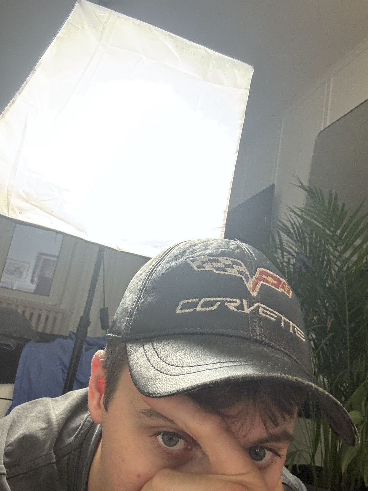Leather Corvette Vintage 90s Black Racing Leather Hat Washed Rare Size ONE SIZE - 5 Thumbnail