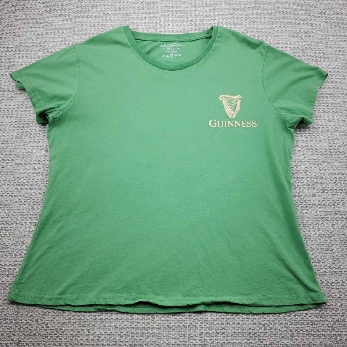Vintage Guinness T-Shirt Womens Large L Green Beer Irish Casual Knit 100% Cotton Short Sleeve Cap Sleeve Regular Fit Size L / US 10 / IT 46 - 3 Thumbnail