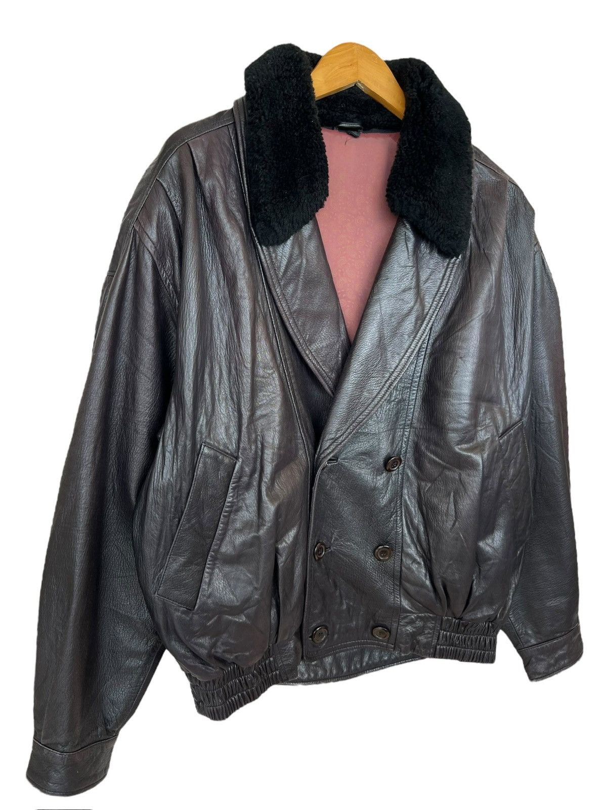 Vintage Vintage Black Shearling Fur Leather Coat Jacket Size US XL / EU 56 / 4 - 2 Thumbnail