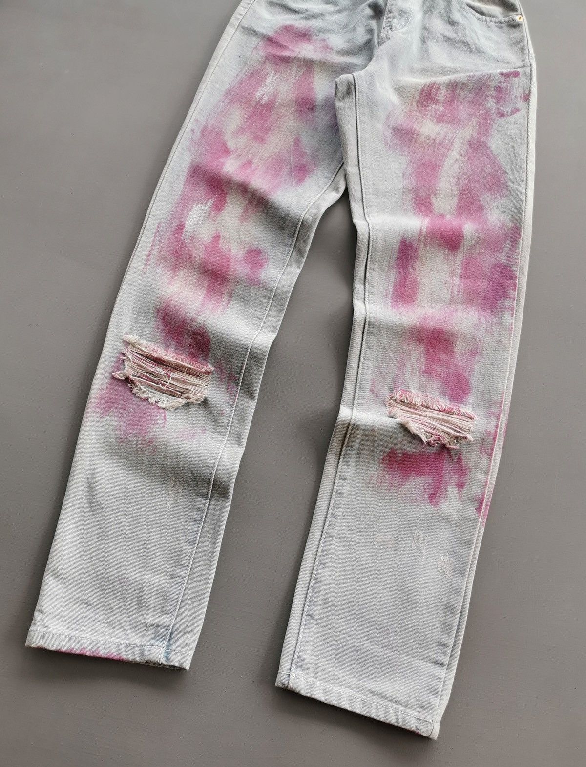 Vintage Fig & Viper Pink Paint Brush Distressed Jeans Size 26" / US 2 / IT 38 - 3 Thumbnail