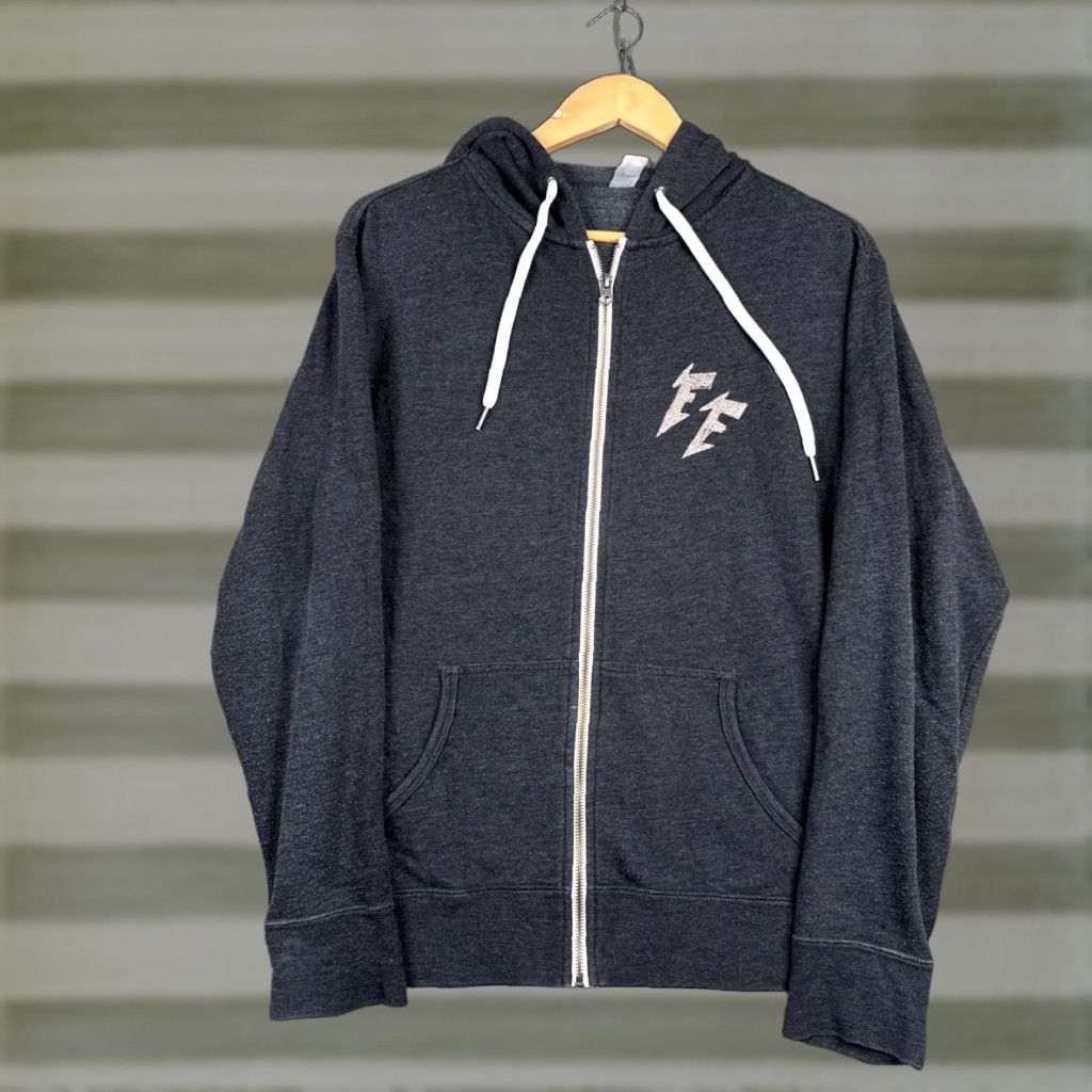 VINTAGE Foo Fighters Hoodie Mens Medium Gray Full Zip Sweatshirt