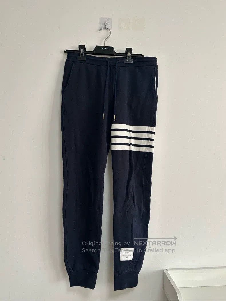 Thom Browne Dark Blue Four Stripe Sweatpants