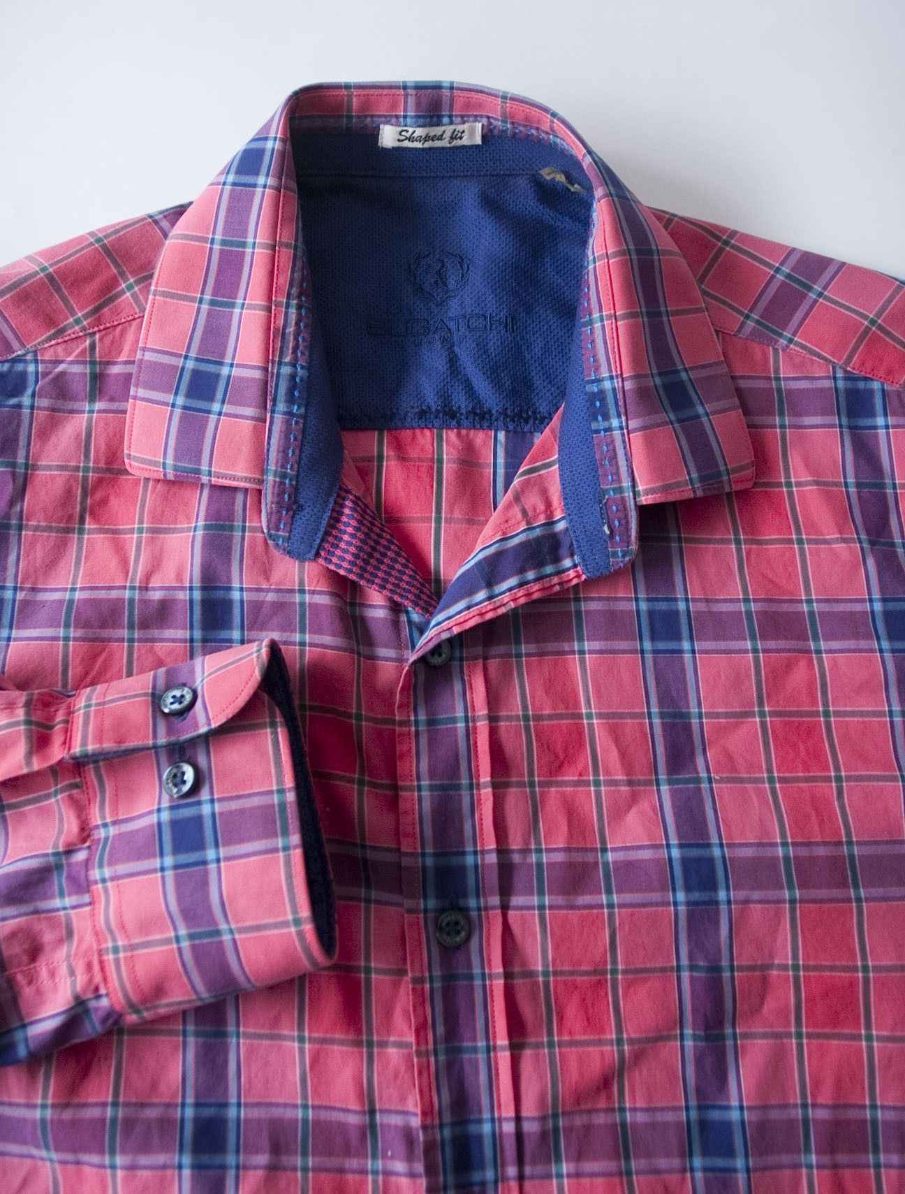 BUGATCHI Bugatchi Shirt Sharped Fit Size M Dark Pink Plaid Size US M / EU 48-50 / 2 - 4 Thumbnail