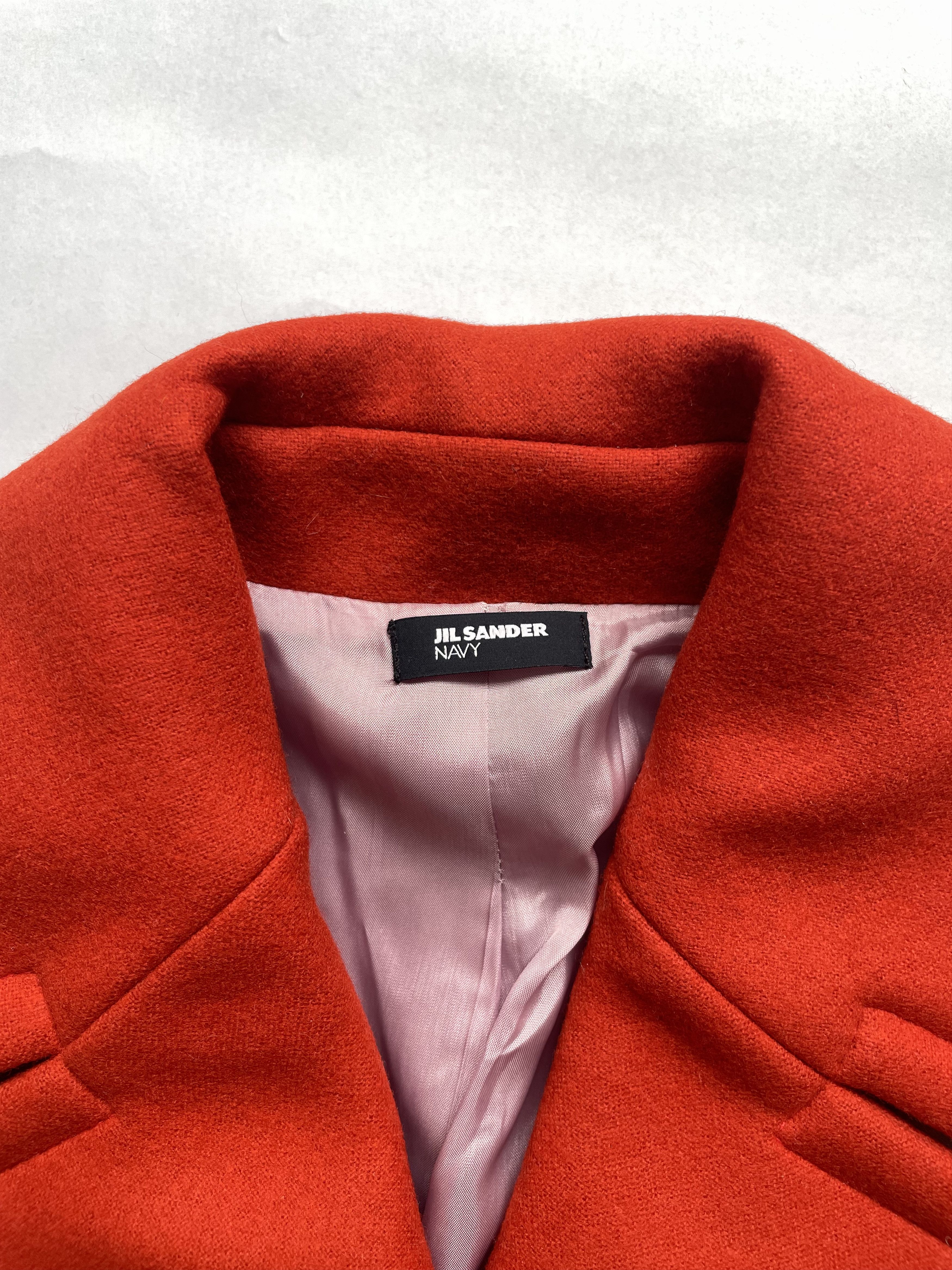 Jil Sander Jil Sander Navy | Pink 100% Virgin Wool Coat w/ Red Collar Size XS / US 0-2 / IT 36-38 - 4 Thumbnail