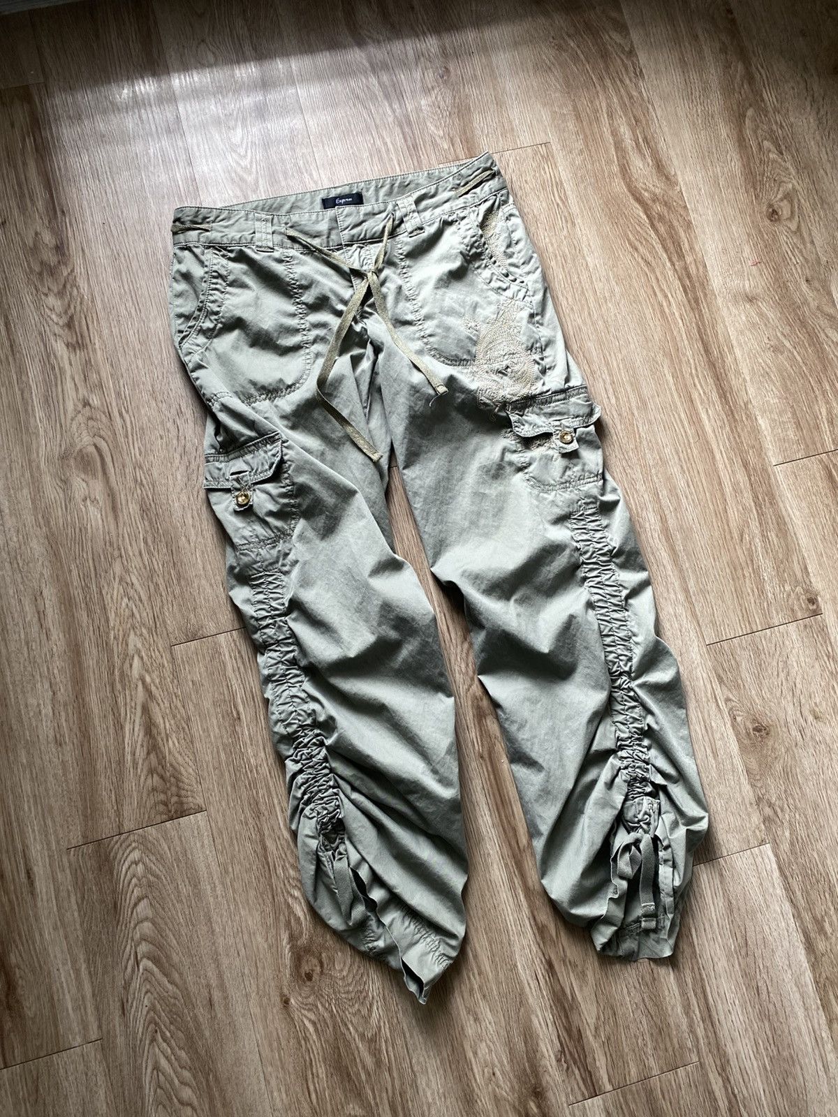 If Six Was Nine Y2K Ruched Cargo Loose Fatigue Pants Size 27" / US 4 / IT 40 - 3 Thumbnail
