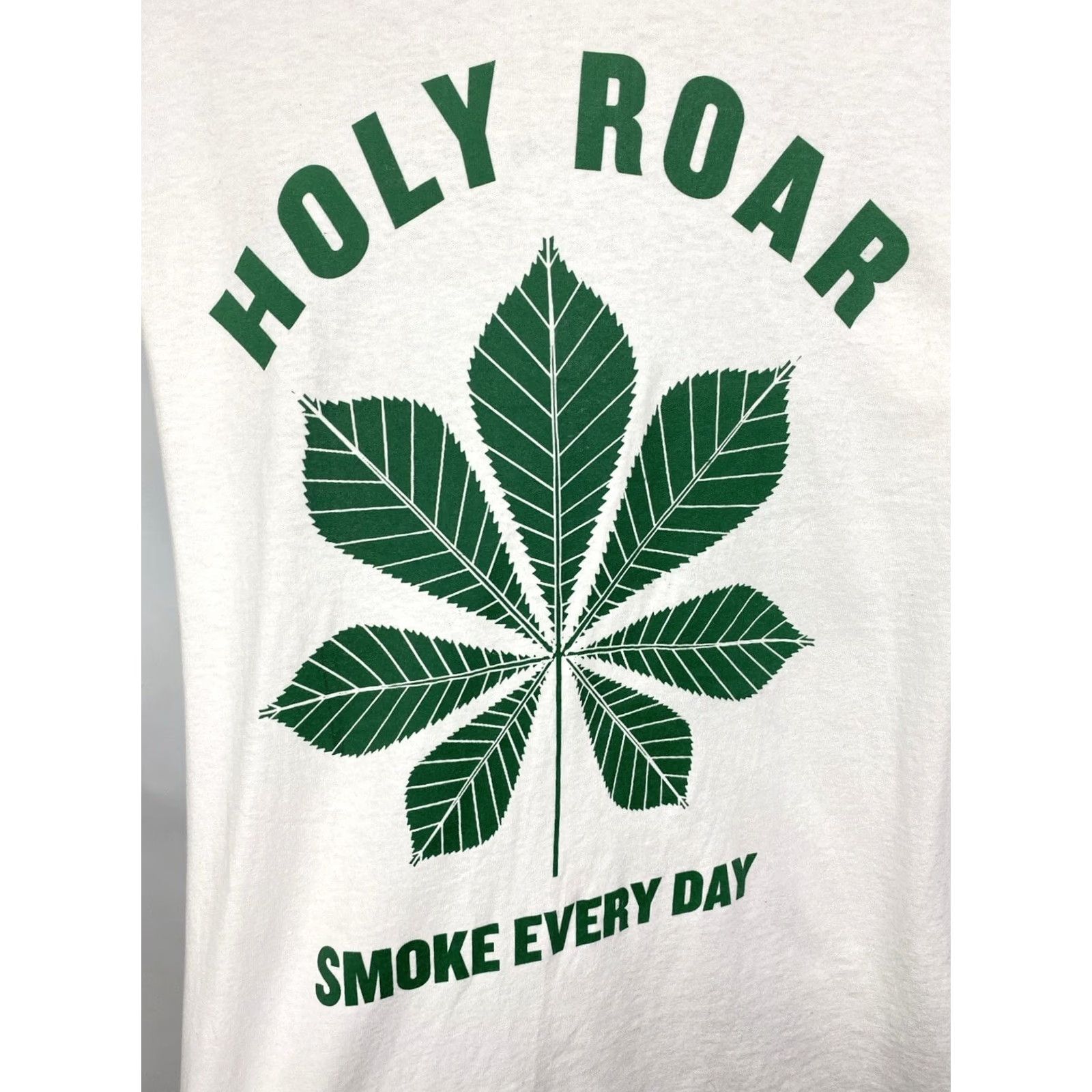 Gildan Vintage 90s Marijuana Cannabis Holy Roar Smoke Every Day tee S White Mens Shirt Size US S / EU 44-46 / 1 - 4 Thumbnail
