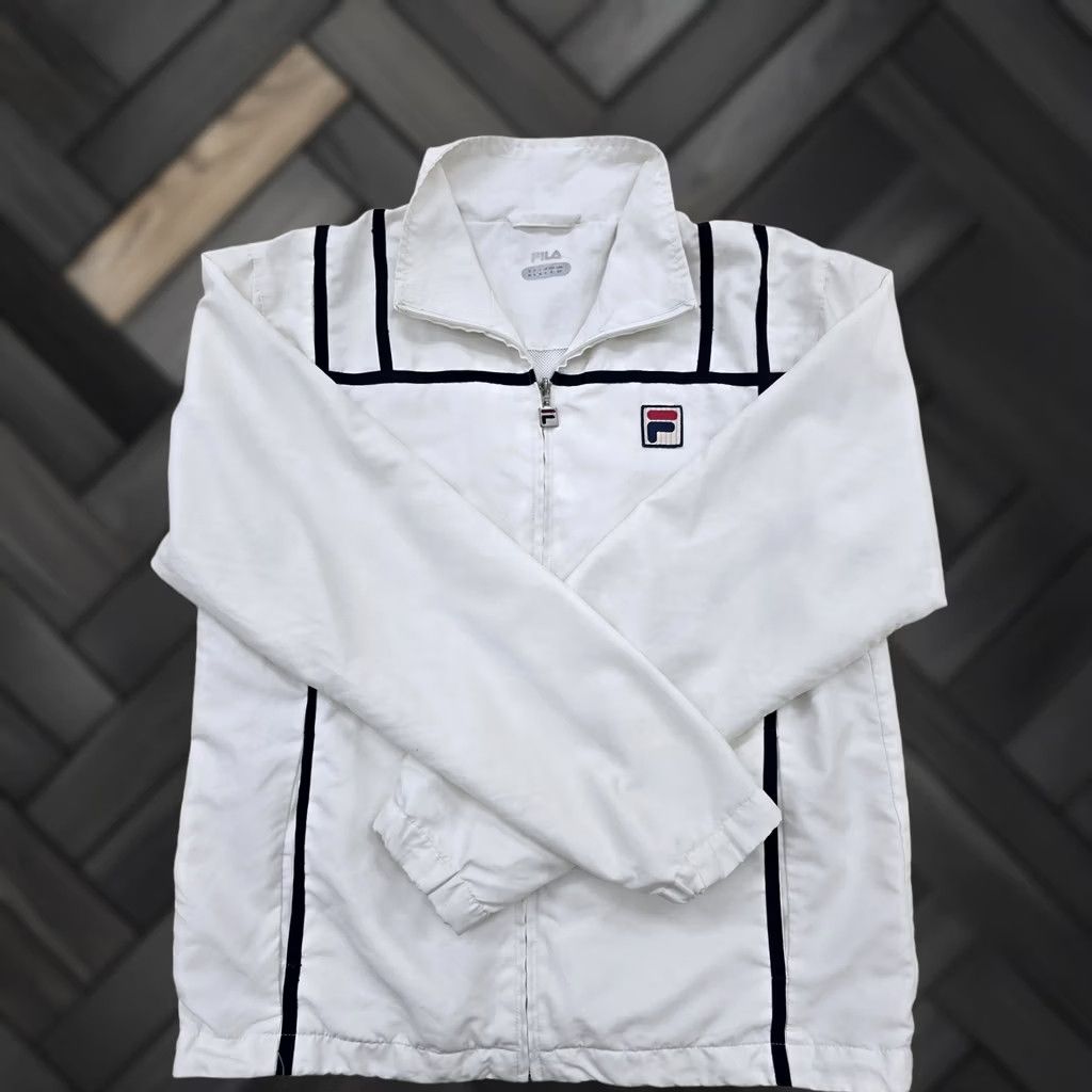 Fila Fila White Striped Track Jacket S Unisex Activewear Polyester Size US S / EU 44-46 / 1 - 1 Thumbnail