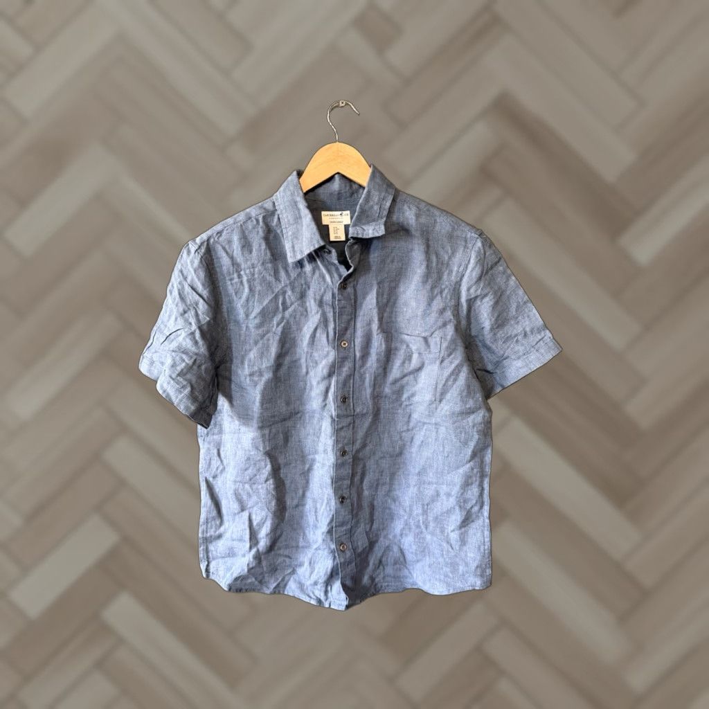 Vintage Caribbean Joe Shirt Mens Blue Short Sleeve Linen Button-Up NWT Size M Size US M / EU 48-50 / 2 - 1 Thumbnail