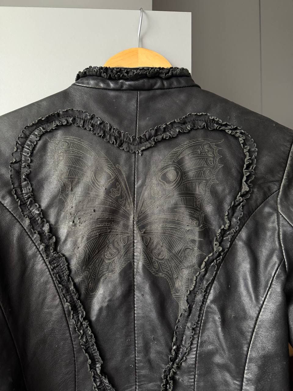 If Six Was Nine Archive Gothic Leather Jacket – Butterfly Motif Size M / US 6-8 / IT 42-44 - 2 Thumbnail