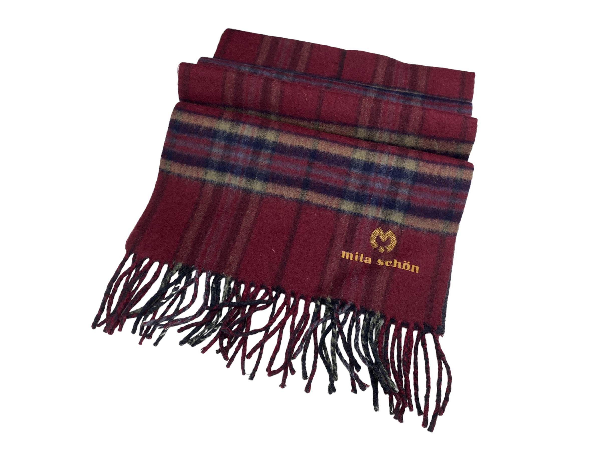 Mila Schon Vintage Mila Schön Checkered Wool-Blend Scarf Luxury Wrap Size ONE SIZE - 4 Thumbnail