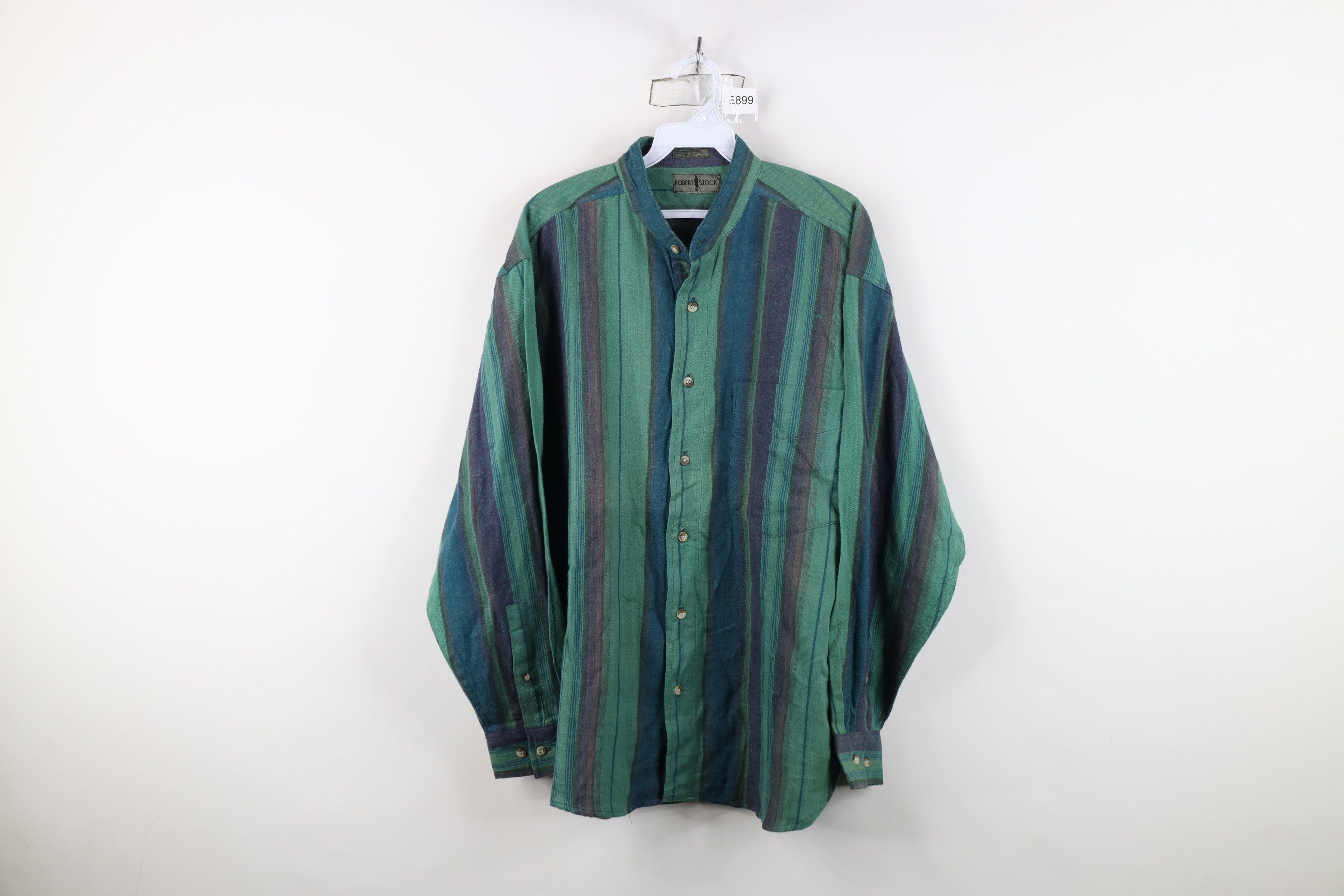 Vintage Vintage 90s Streetwear Flannel Band Collar Button Shirt Size US XXL / EU 58 / 5 - 1 Thumbnail