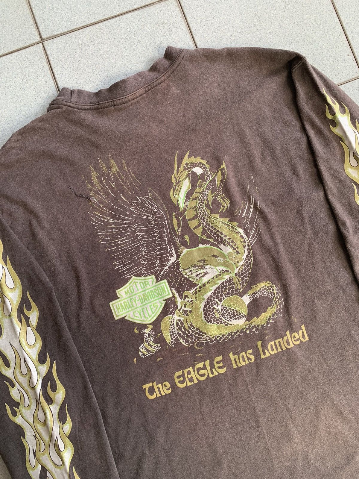 Harley Davidson Vintage Harley Davidson Green Flame Long sleeve Size US L / EU 52-54 / 3 - 11 Thumbnail