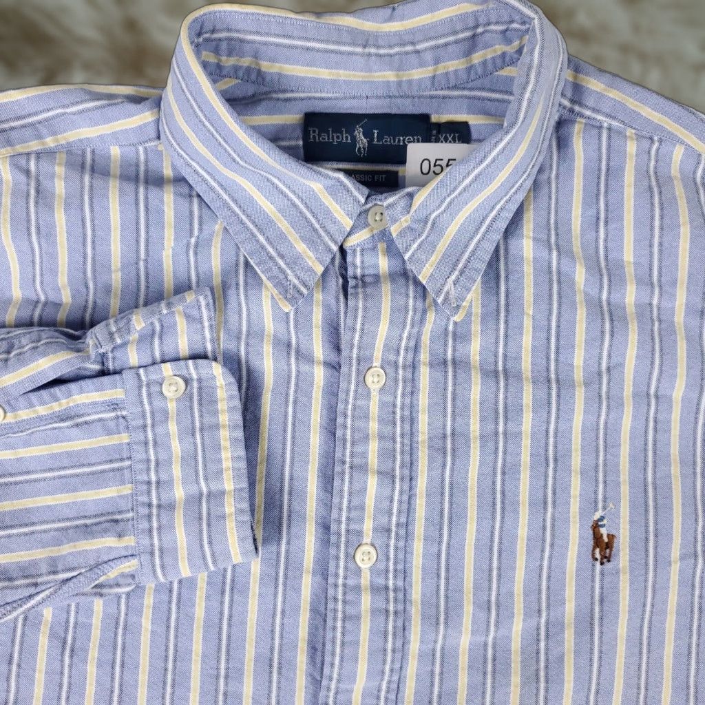 Ralph Lauren VINTAGE Ralph Lauren Shirt Men 2XL Blue Striped Cotton Long Sleeve Button-Up Casual Size US XXL / EU 58 / 5 - 1 Thumbnail