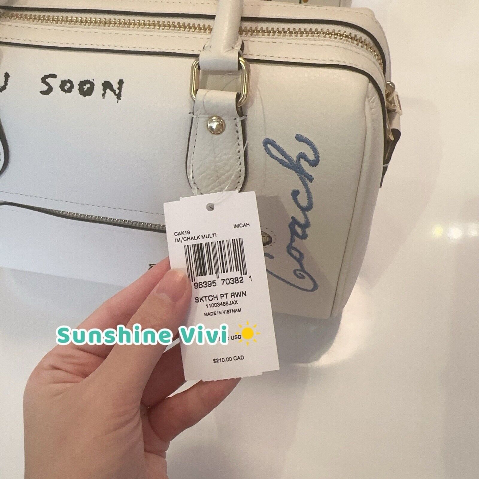 Coach NWT Coach Rowan Satchel Bag Sketch CAK19 Gold/chalk multi Size ONE SIZE - 9 Thumbnail