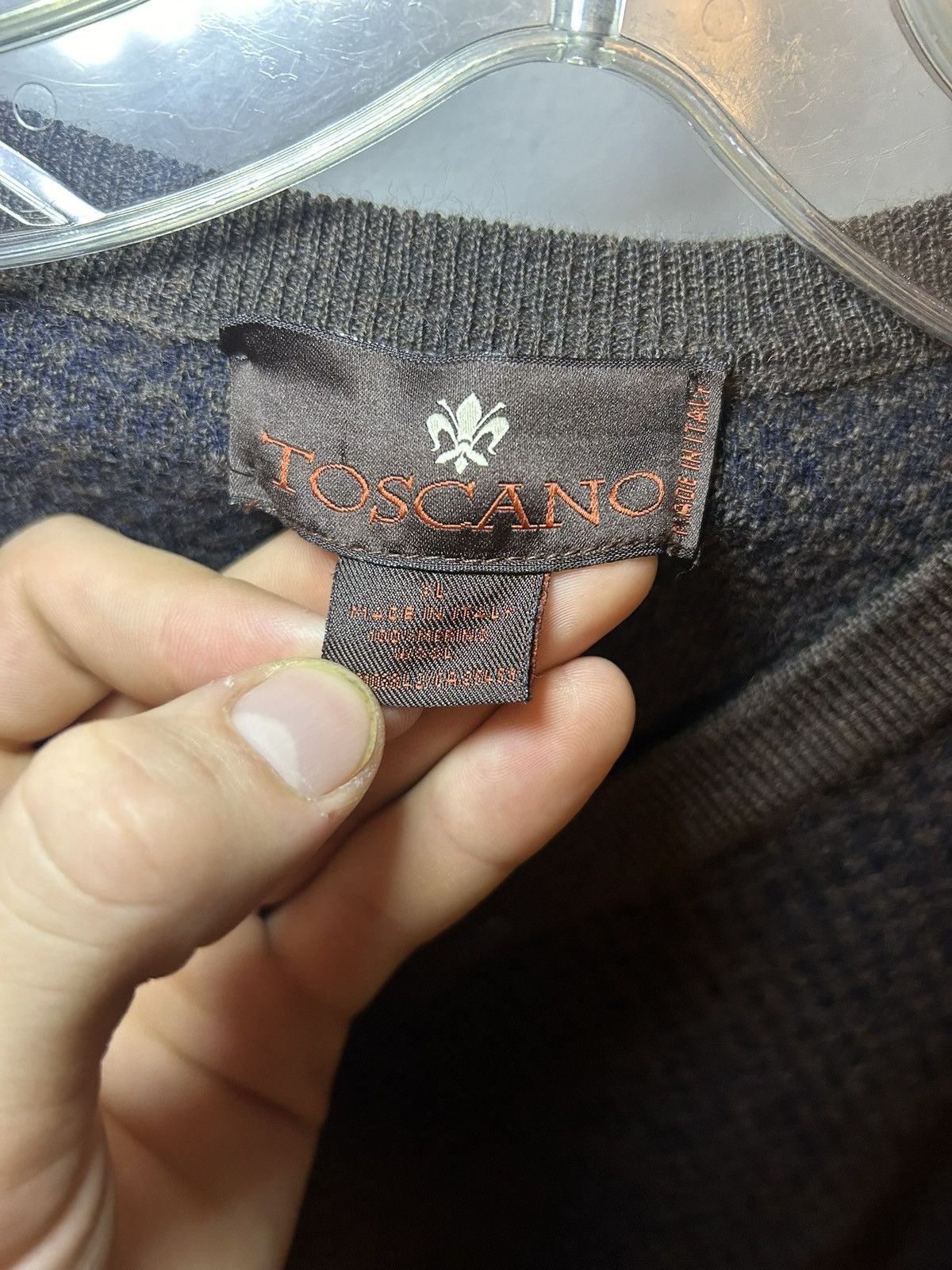 Toscano Vintage Toscano 100% merino wool check v-neck sweater Size US XL / EU 56 / 4 - 4 Thumbnail