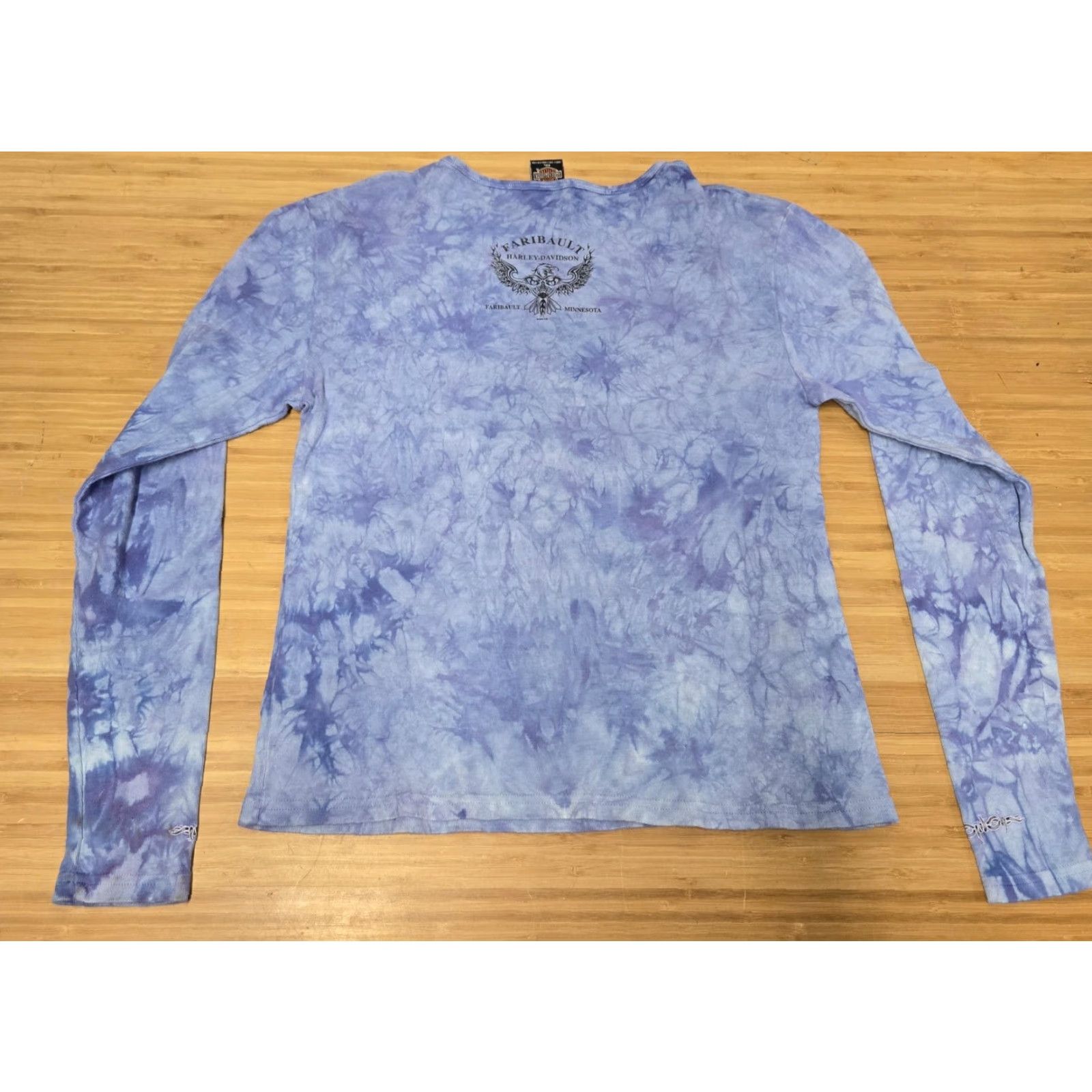Harley Davidson VINTAGE Harley-Davidson Shirt Womens 2XL Blue Tie Dye Long Sleeve Faribault Minnesota Logo Graphic Print Pullover Cotton Size XXL / US 16-18 / IT 52-54 - 6 Thumbnail