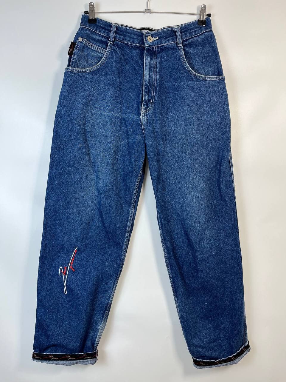Other VINTAGE 2P Jeans Blue Denim Embroidered Logo Baggy Sz 30 Size US 30 / EU 46 - 1 Thumbnail