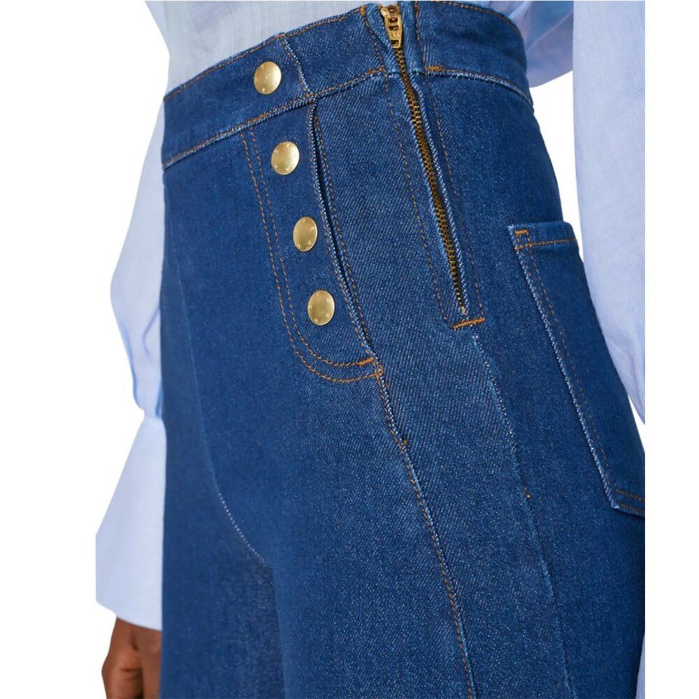 Frame FRAME Sailor Snap High Rise Wide Leg Jeans in Adele Size 31 Size 31" - 2 Thumbnail