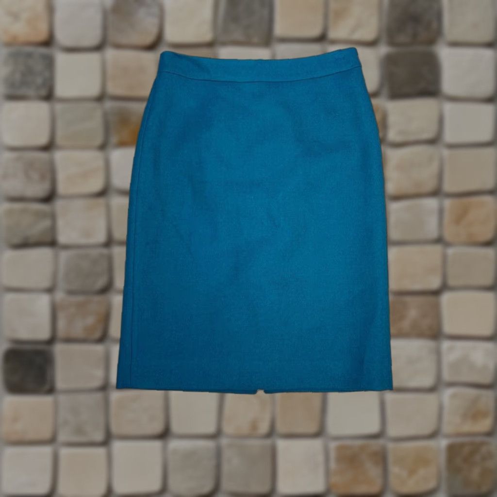 J.Crew J.CREW No 2 Pencil Skirt Womens 0 Blue Wool Polyester Lined Back Slit Zip Short Size 25" / US 0 / IT 36 - 1 Thumbnail