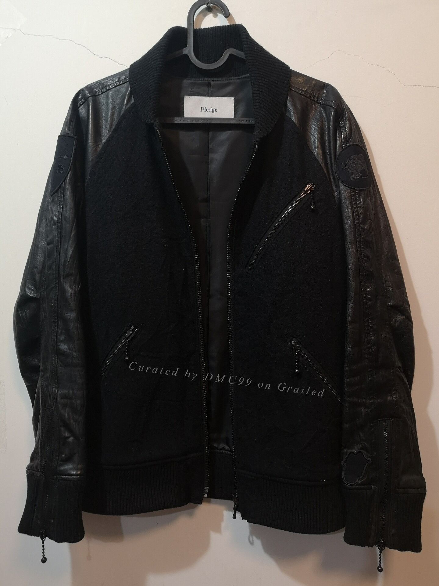 Pledge Pledge Leather-Sleeve Wool Vintage Jacket Size US S / EU 44-46 / 1 - 1 Thumbnail