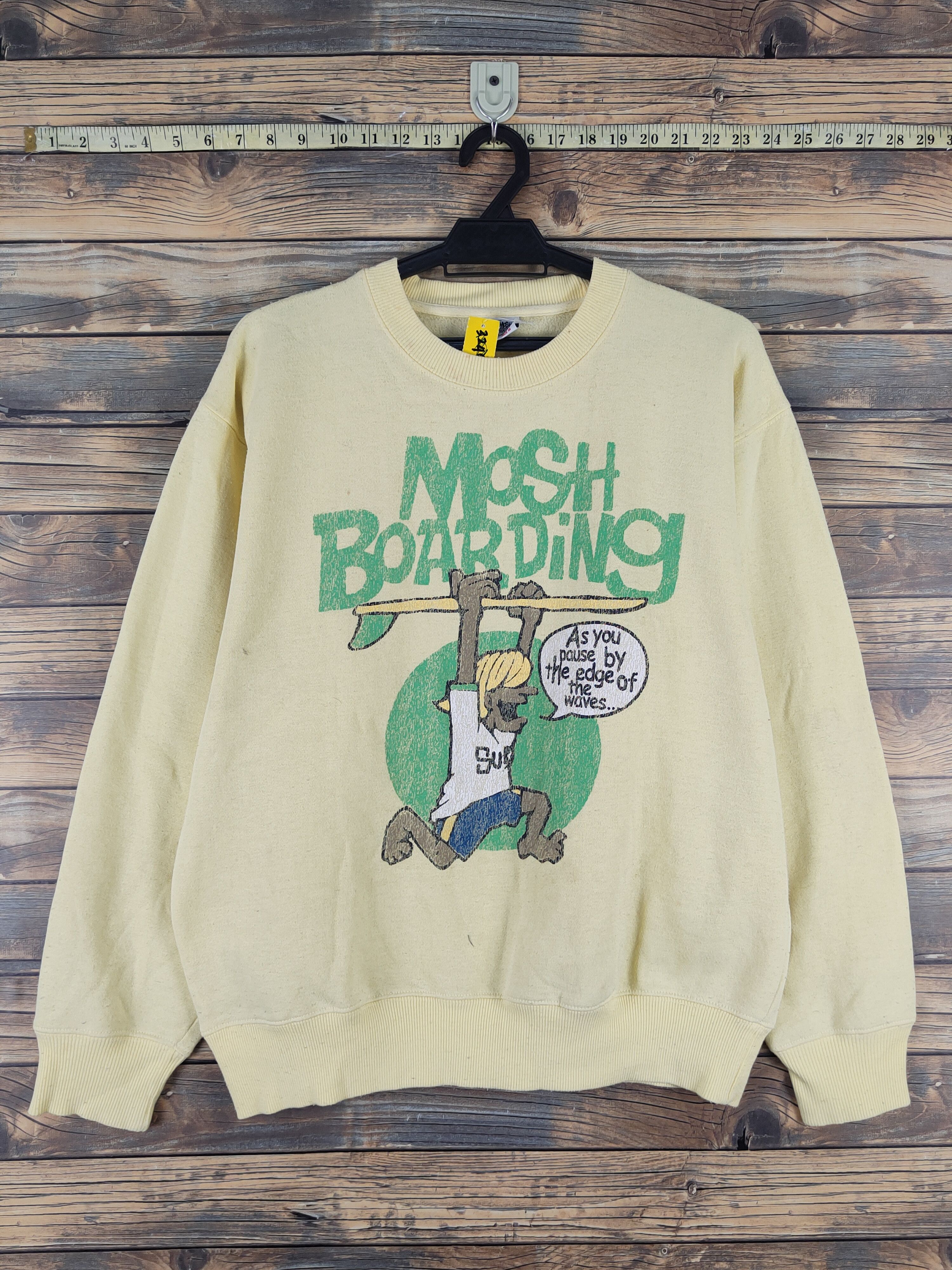 Japanese Brand Mosh Boarding Yellow vintage Sweatshirts #W1666 Size US M / EU 48-50 / 2 - 1 Thumbnail