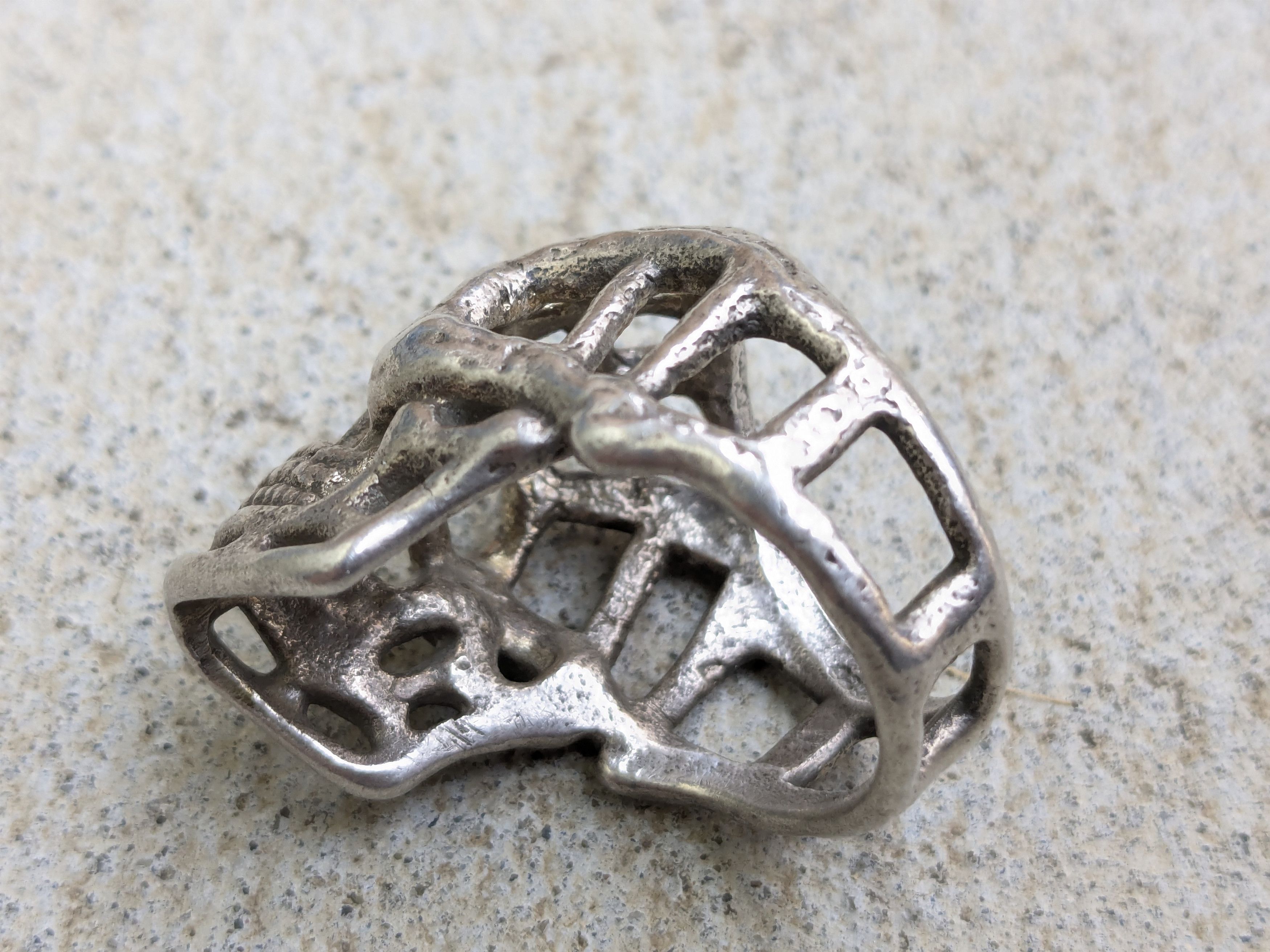 Other Vintage Sterling Silver Skull Ring 11.25 Biker Punk Skeleton Size ONE SIZE - 10 Thumbnail