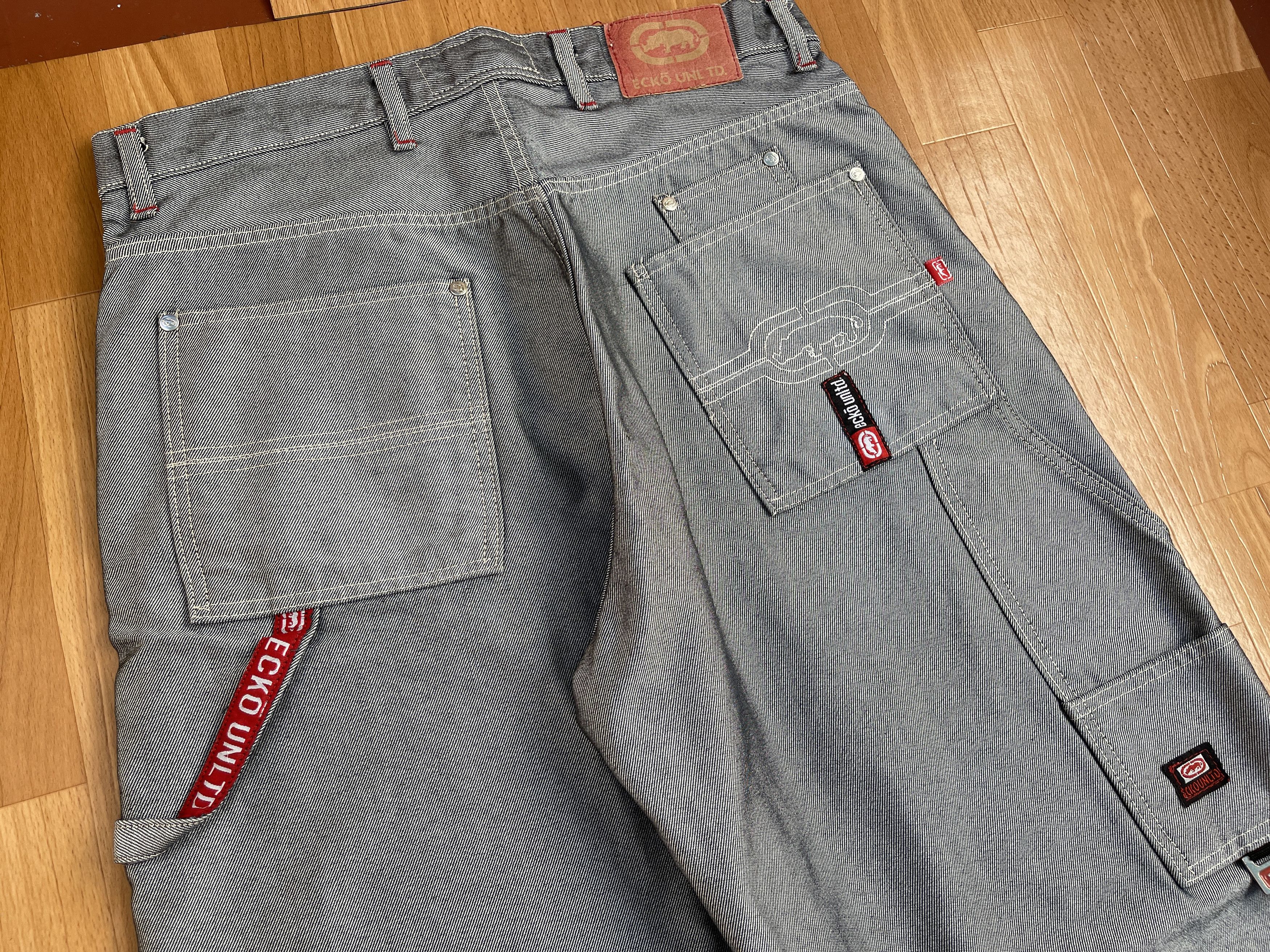 Ecko Unltd. Ecko Unltd jeans, shiny silver metallic vintage baggy Y2K 34 Size US 34 / EU 50 - 7 Thumbnail