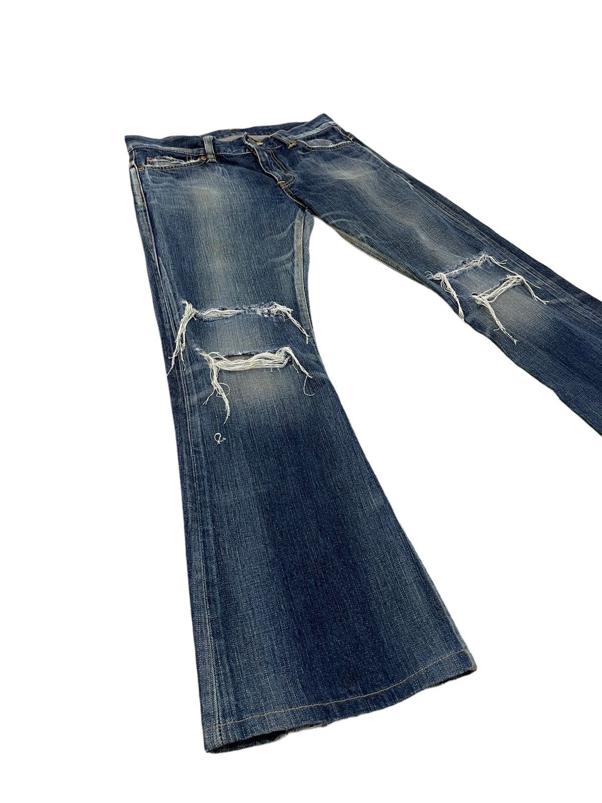 Edwin Flare Jeans Edwin Japan Faded Distress Boot Cut 7🟦9 Size US 32 / EU 48 - 1 Thumbnail