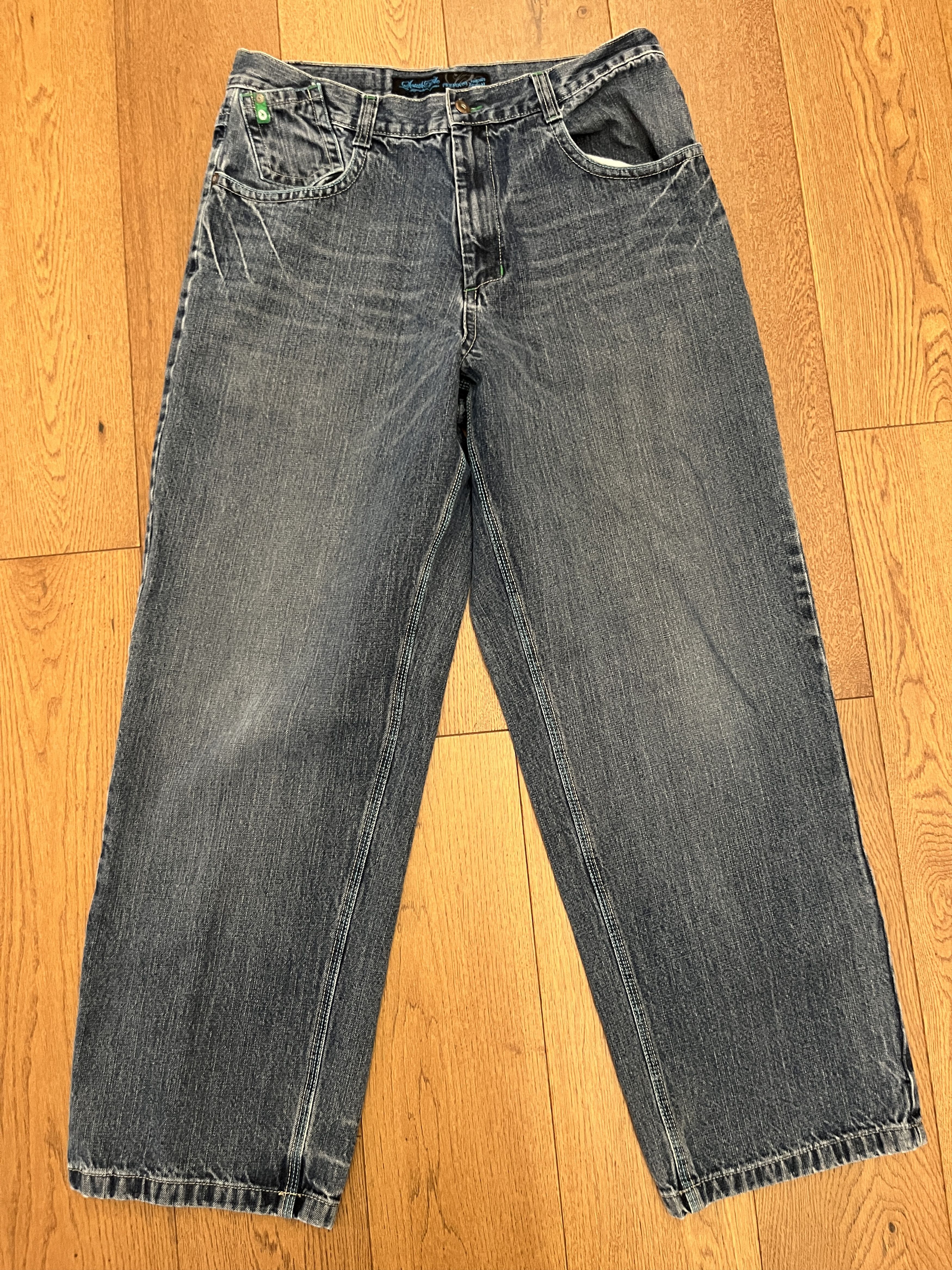 Southpole Vintage Y2K Southpole Signature Series Teal Stitch Jeans 34 Size US 34 / EU 50 - 1 Thumbnail