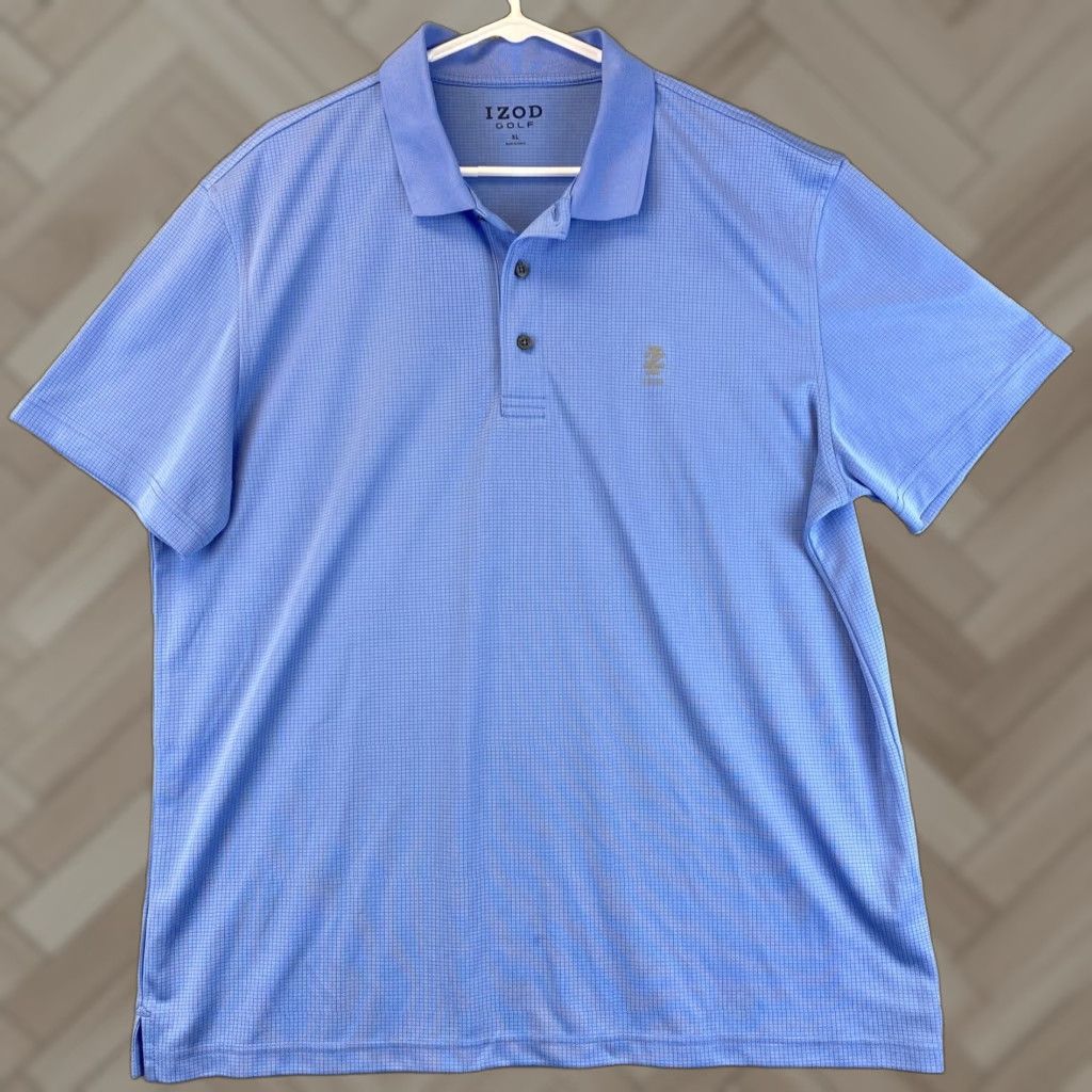 Izod Izod IZOD Men's Golf Blue Active Shirt - Classic Polo 54-24 Regular XL Sleeves Short Button-Down Collared Button-Down Logo Fabric Polyester Nylon? Size US XL / EU 56 / 4 - 1 Thumbnail