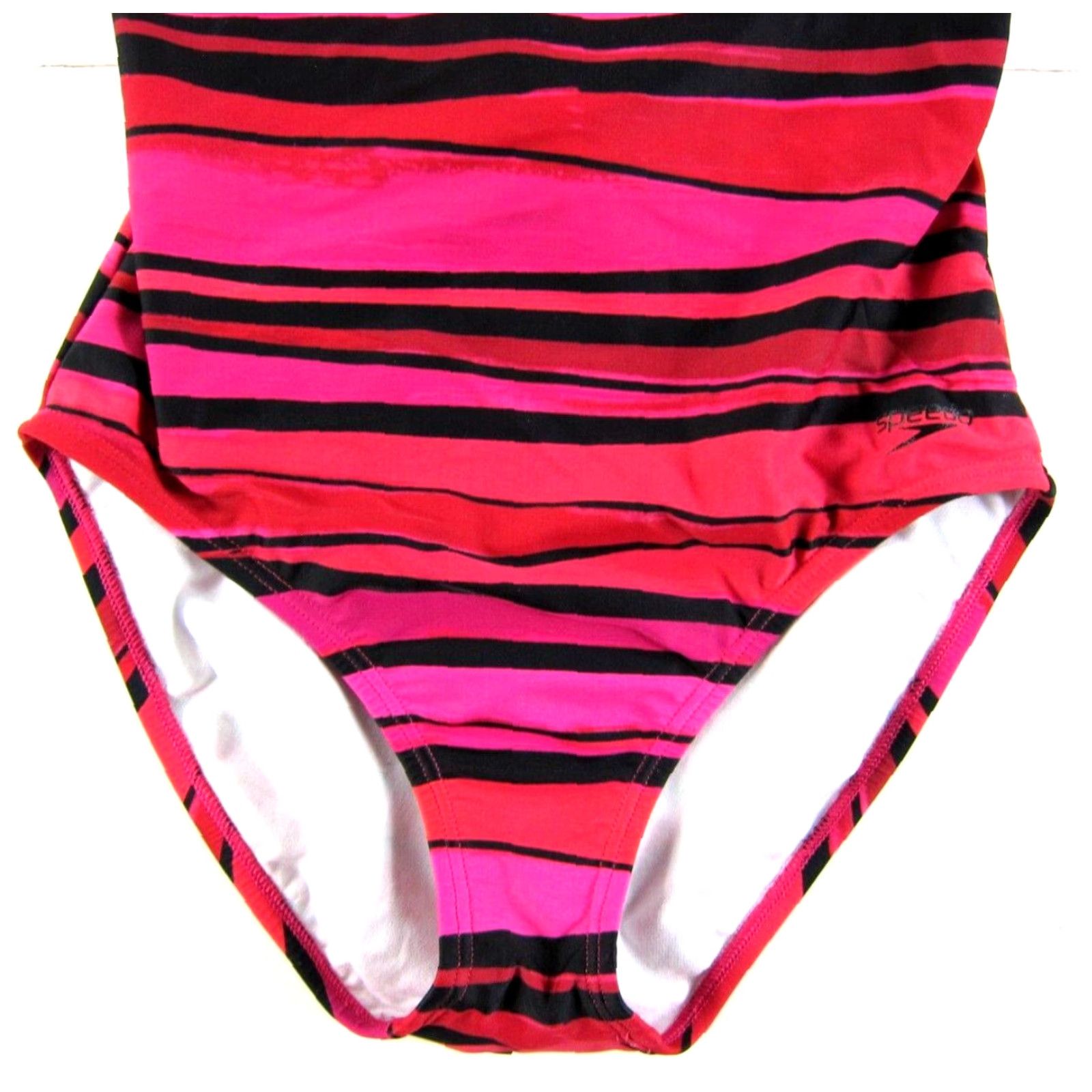 Speedo Speedo Swimsuit Women 10 Racerback One Piece Pink Black Stripe Striped Athletic Beach Sports Womens Size ONE SIZE - 5 Thumbnail